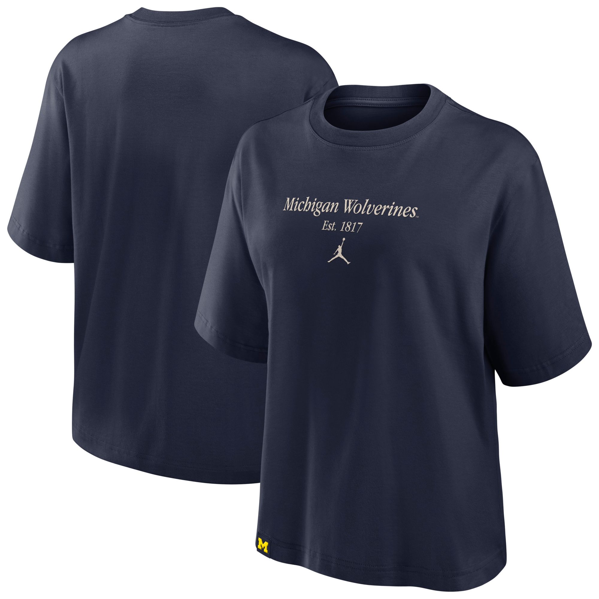 Jordan Women's Michigan Wolverines College Navy Tag Boxy T-Shirt product image