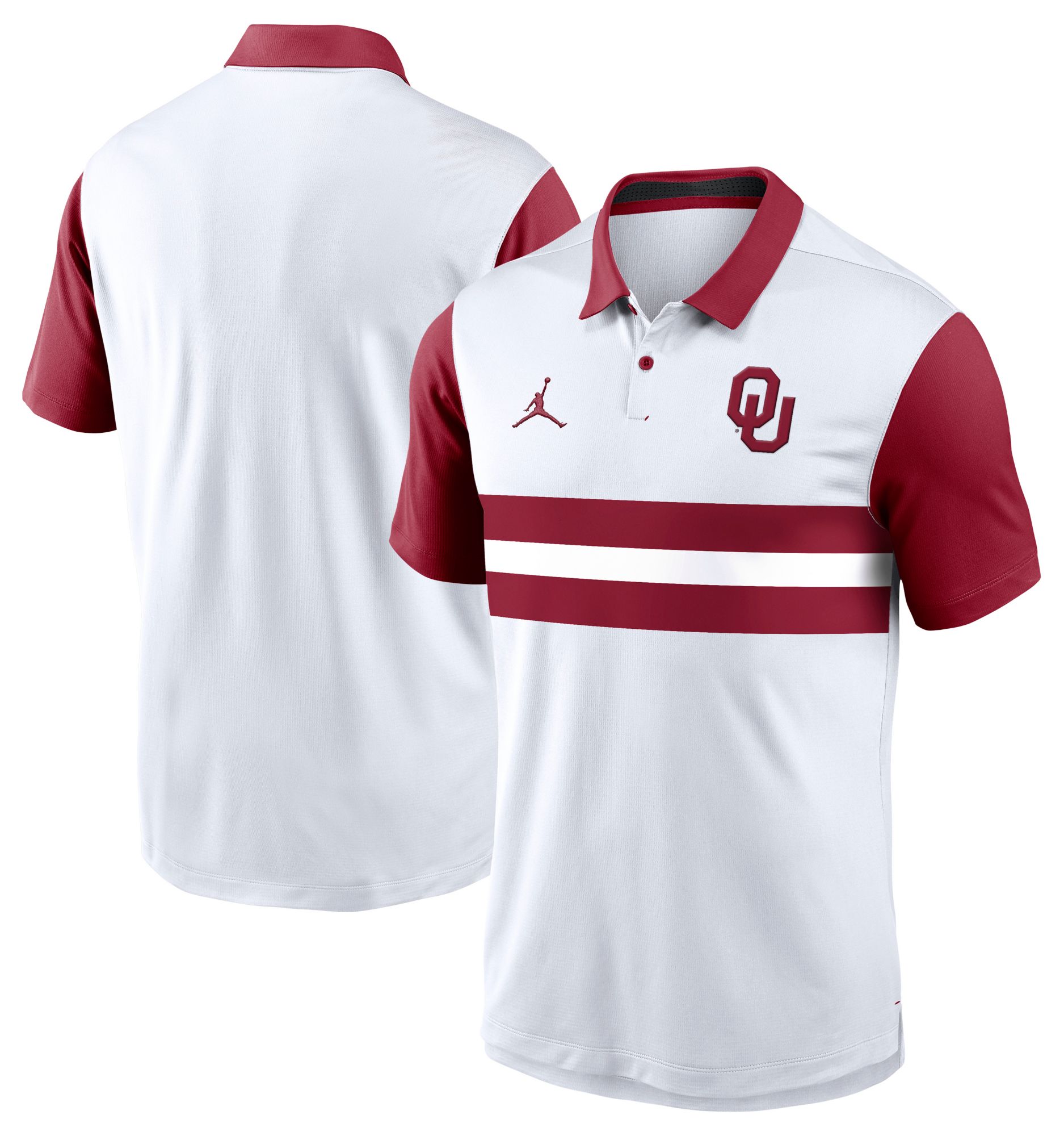 Jordan Men's Oklahoma Sooners White/Crimson Campus Patterned Polo product image