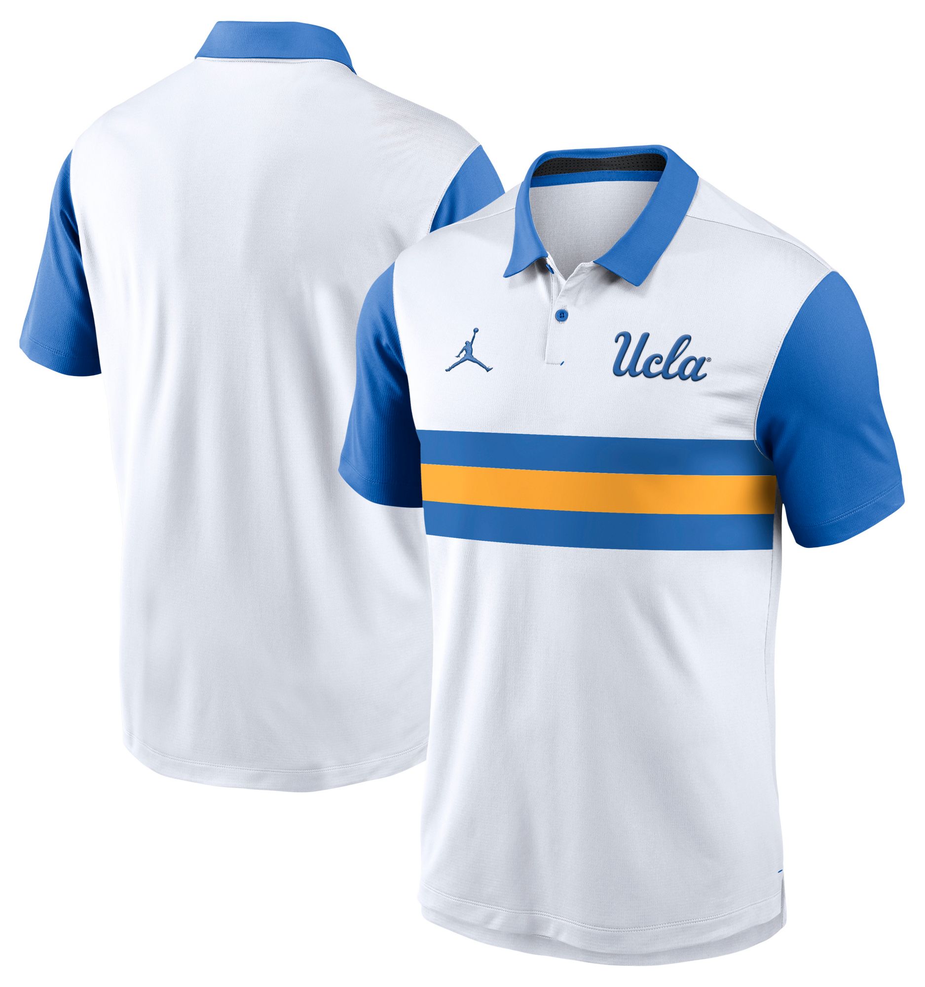 Jordan Men's UCLA Bruins White/Blue Campus Patterned Polo product image
