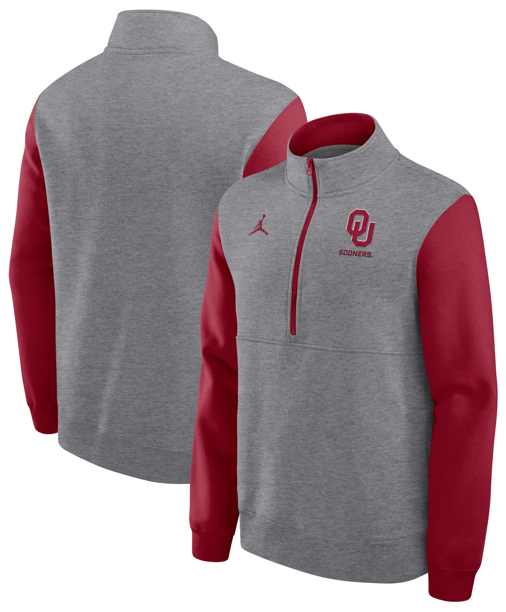 Jordan Men's Oklahoma Sooners Dark Grey Heather Club Fleece Half-Zip product image