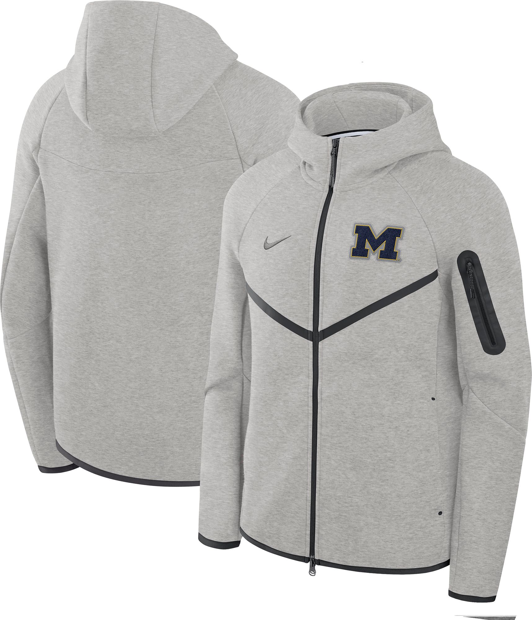 Jordan Men's Michigan Wolverines Dark Grey Heather Tech Fleece Full-Zip Hoodie product image