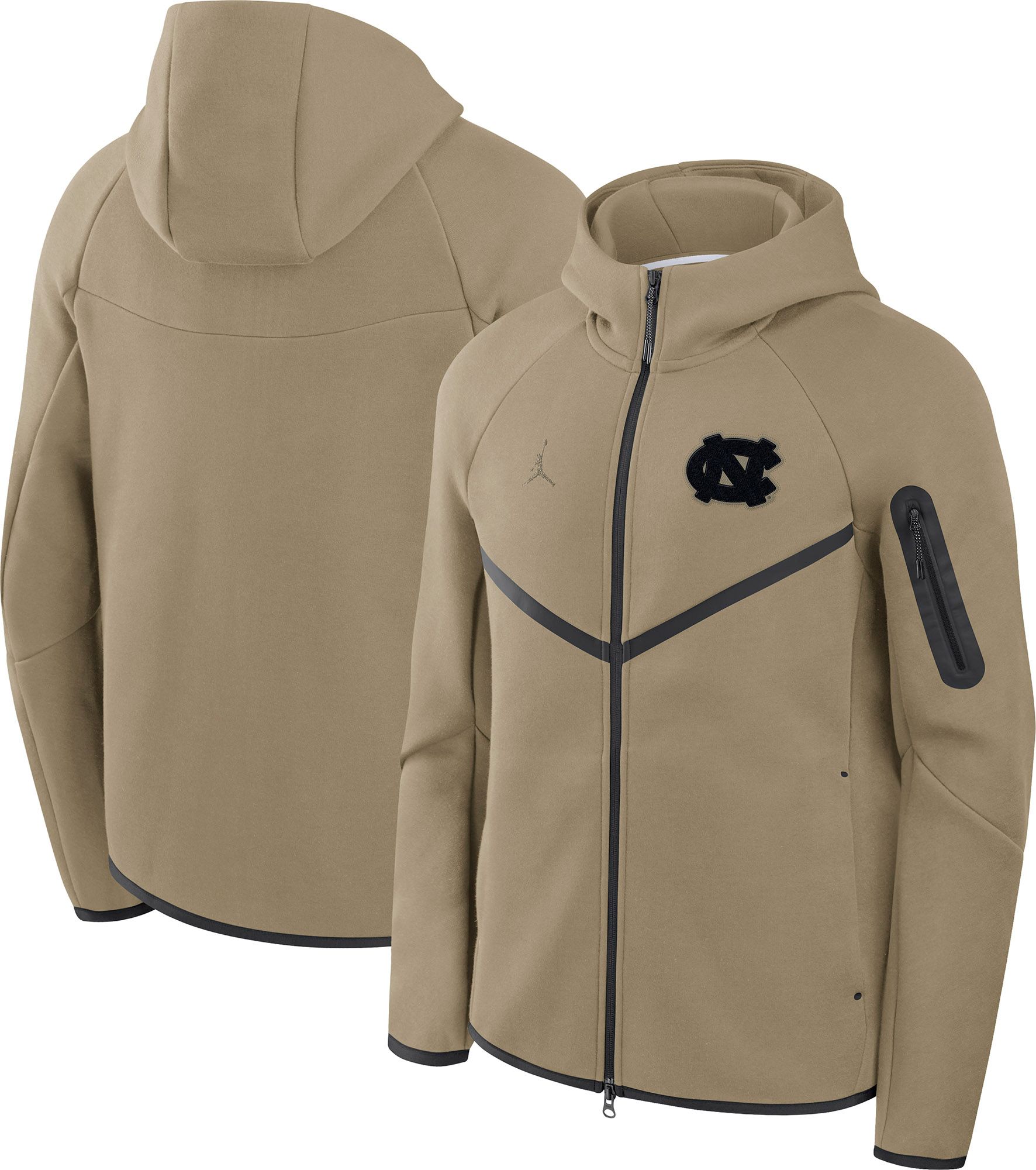 Jordan Men's North Carolina Tar Heels Neutral Olive Tech Fleece Full-Zip Hoodie product image