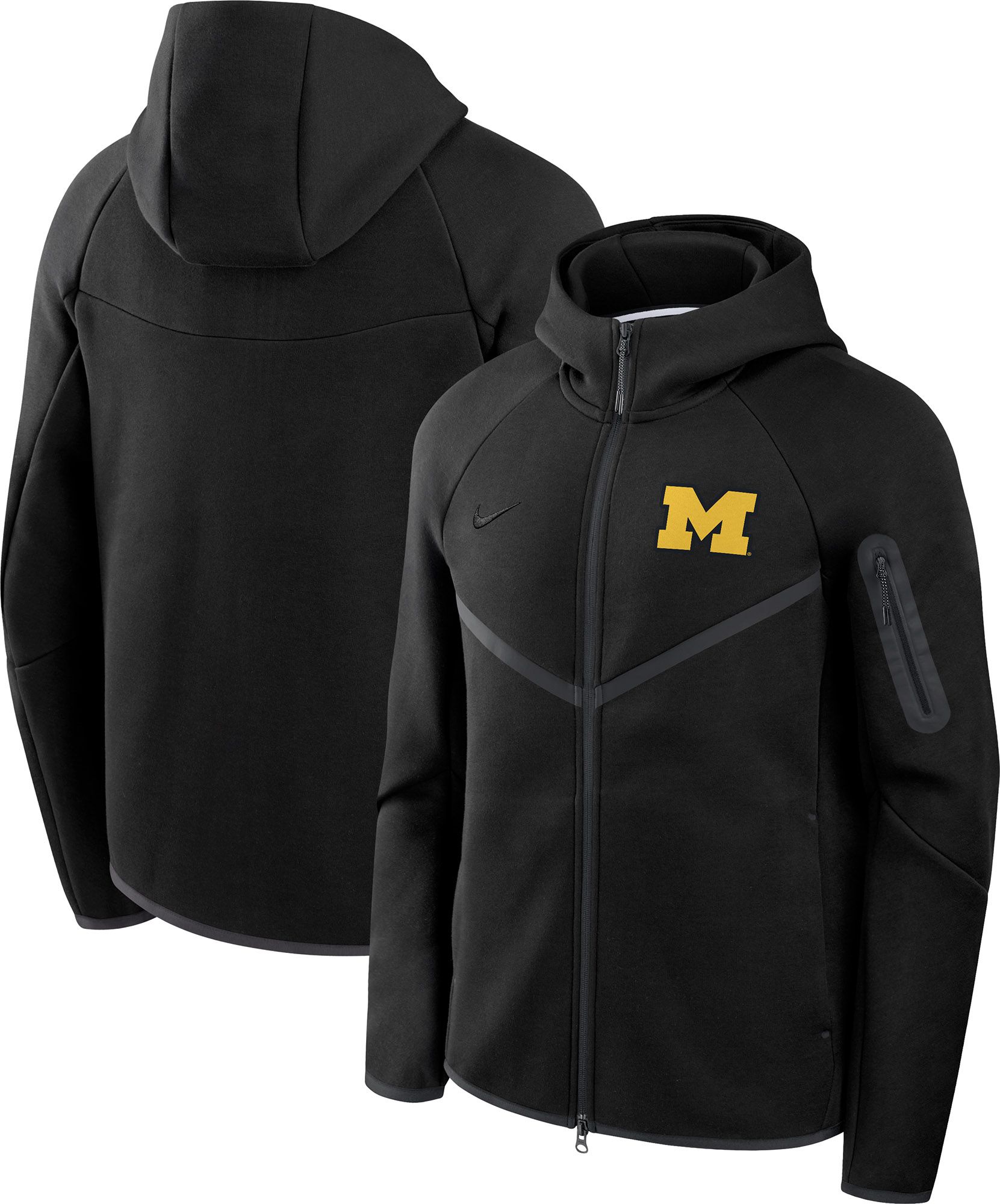 Nike Men's Michigan Wolverines Black Tech Fleece Full-Zip Hoodie product image