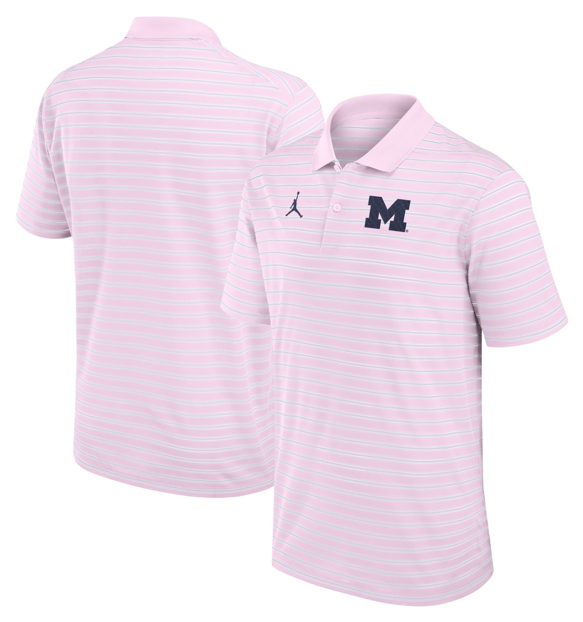 Jordan Men's Michigan Wolverines Pink Country Club Striped Polo product image