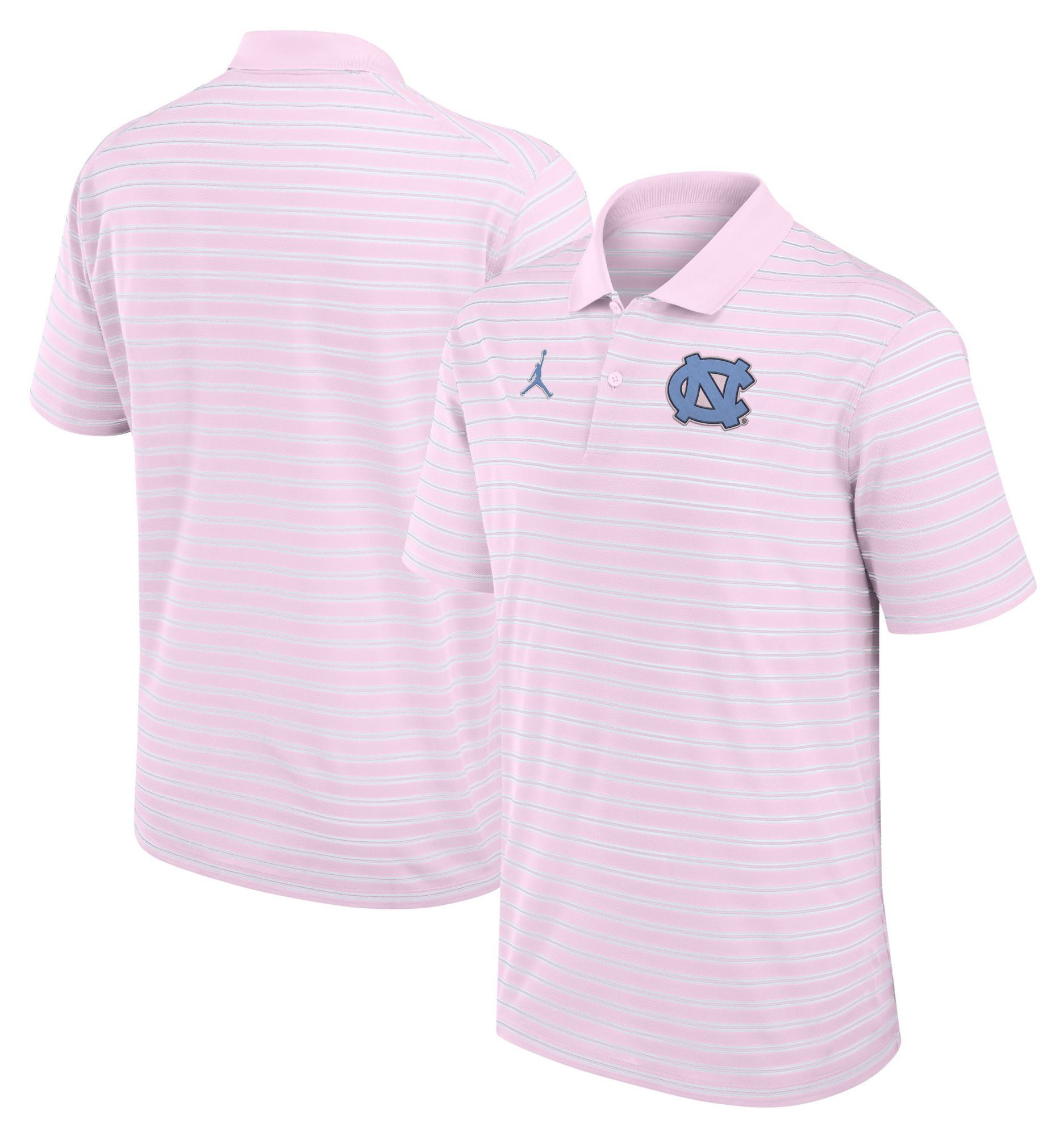 Jordan Men's North Carolina Tar Heels Pink Country Club Striped Polo product image