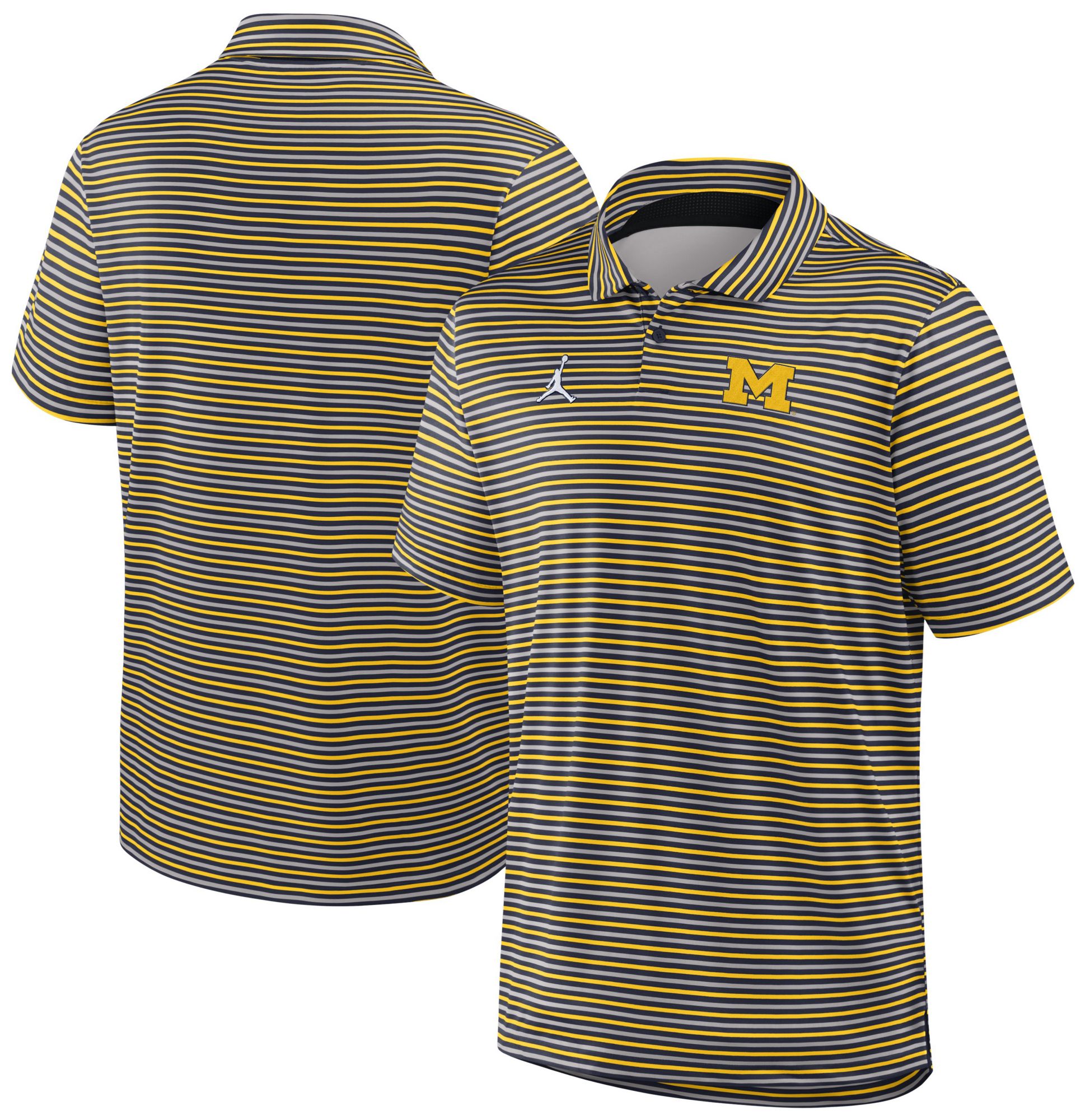 Jordan Men's Michigan Wolverines College Navy Tour Stripe Polo product image