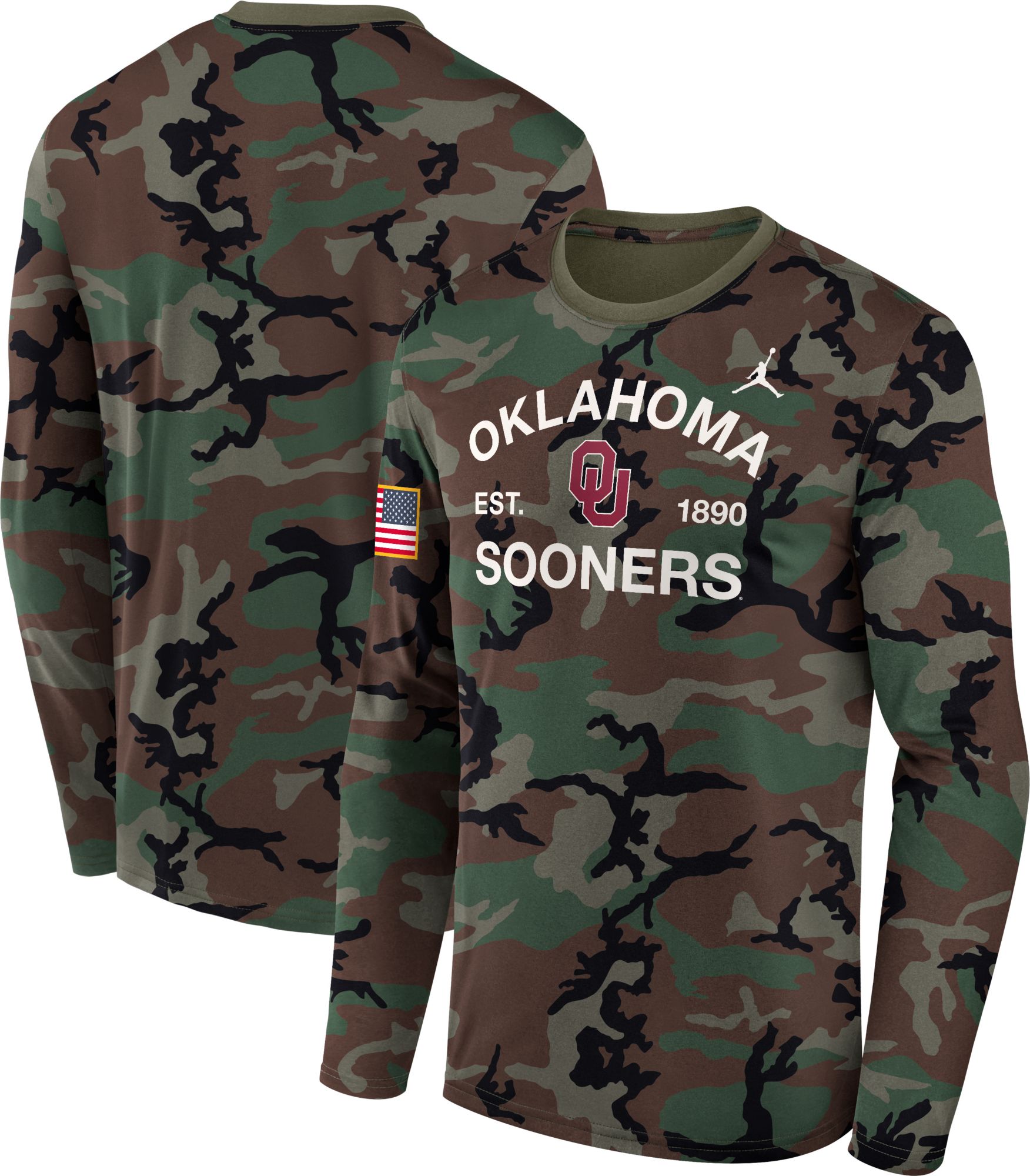 Jordan Men's Oklahoma Sooners Medium Olive 2025 Military Appreciation Long Sleeve Shirt product image