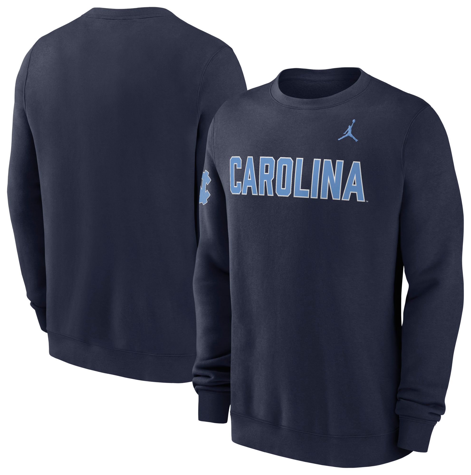 Jordan Men's North Carolina Tar Heels College Navy Club Fleece Crewneck Sweatshirt product image