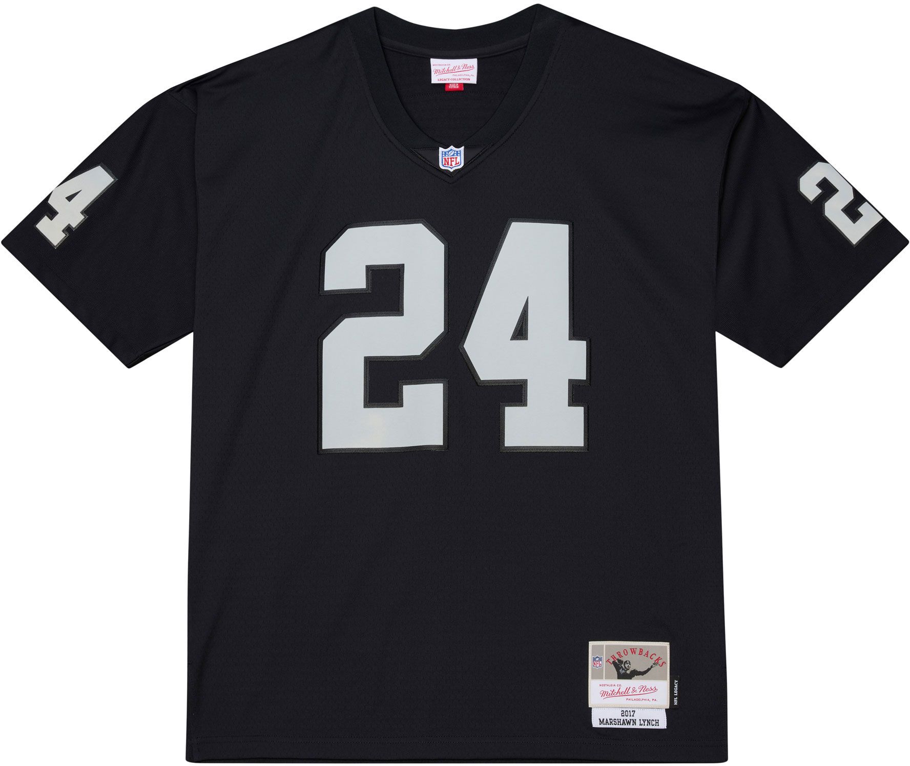 Mitchell & Ness Men's 2017 Las Vegas Raiders Marshawn Lynch #24 Black Legacy Jersey product image