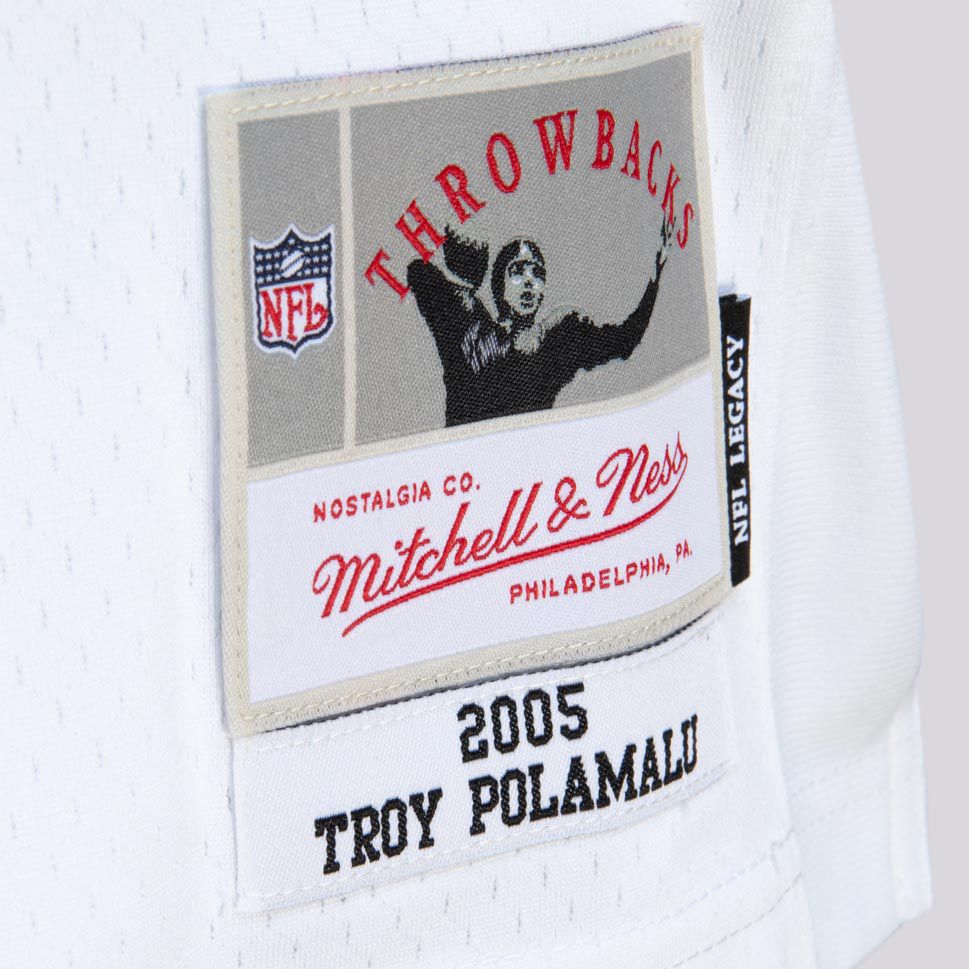 Mitchell & Ness Men's Pittsburgh Steelers Troy Polamalu #43 2005 White Throwback Jersey product image