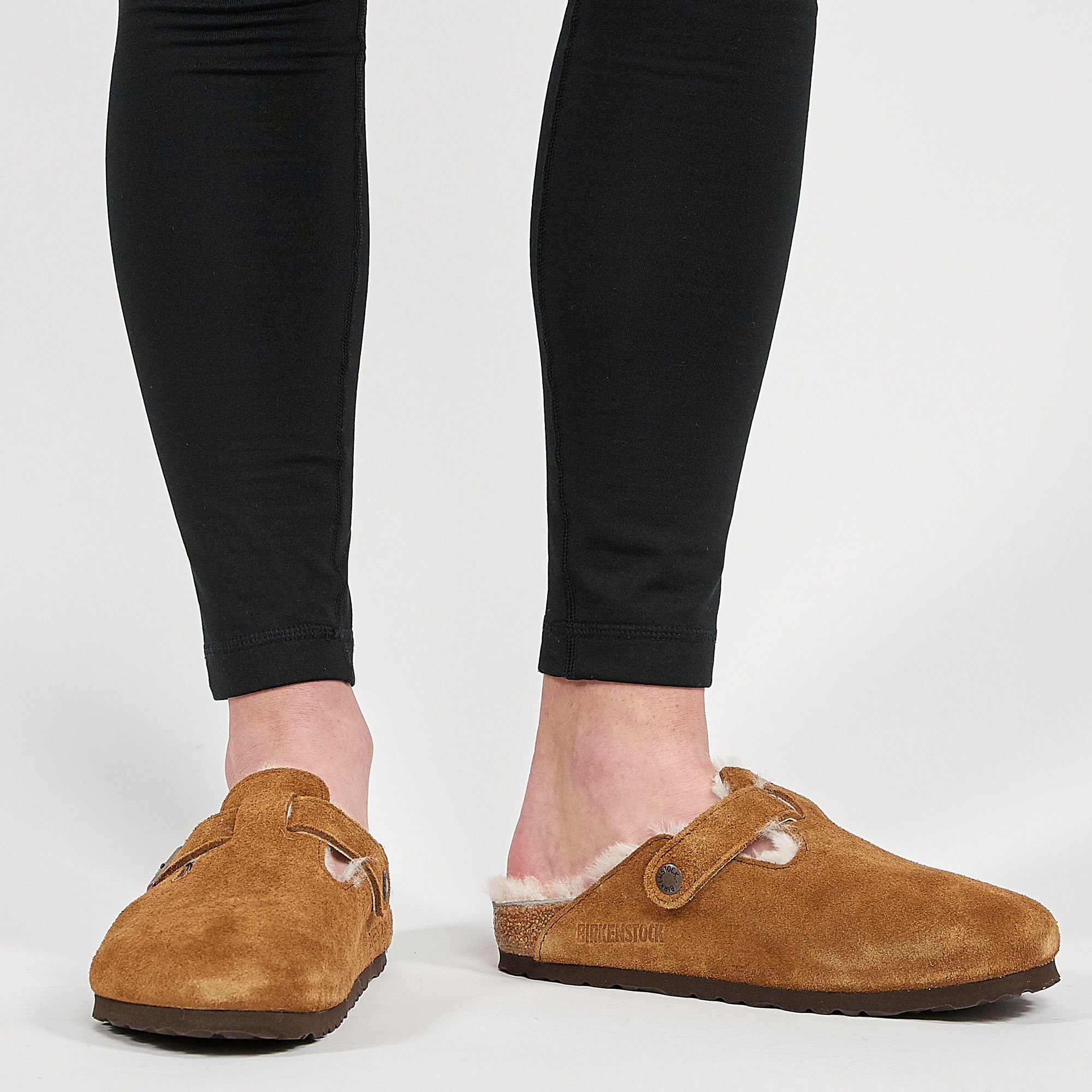 shearling birkenstock clog