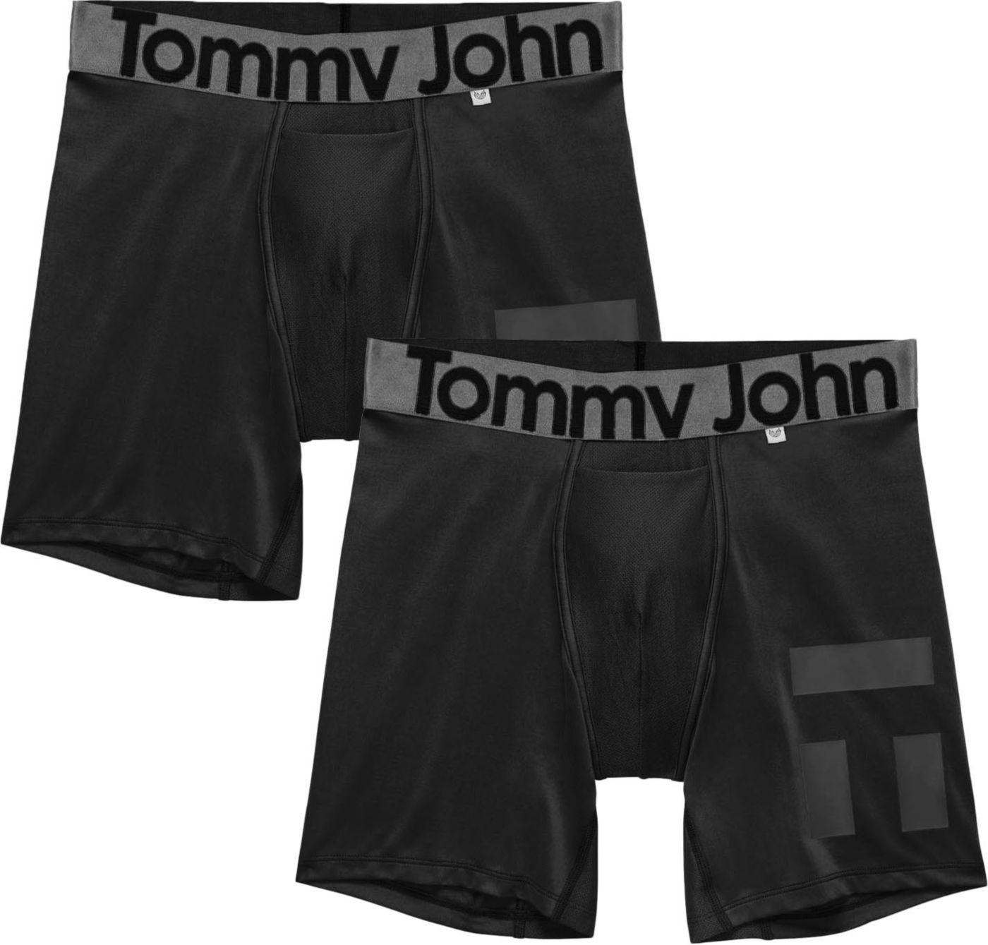Tommy John Men s 360 Sport Hammock Pouch Mid Length 6 Boxer Briefs 2 Pack Small Dress Blues Black