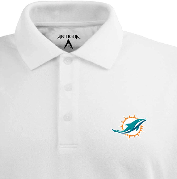 Antigua Men's Miami Dolphins White Xtra-Lite Pique Polo product image