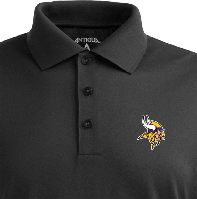 Antigua Men's Minnesota Vikings Pique Xtra-Lite Black Polo product image