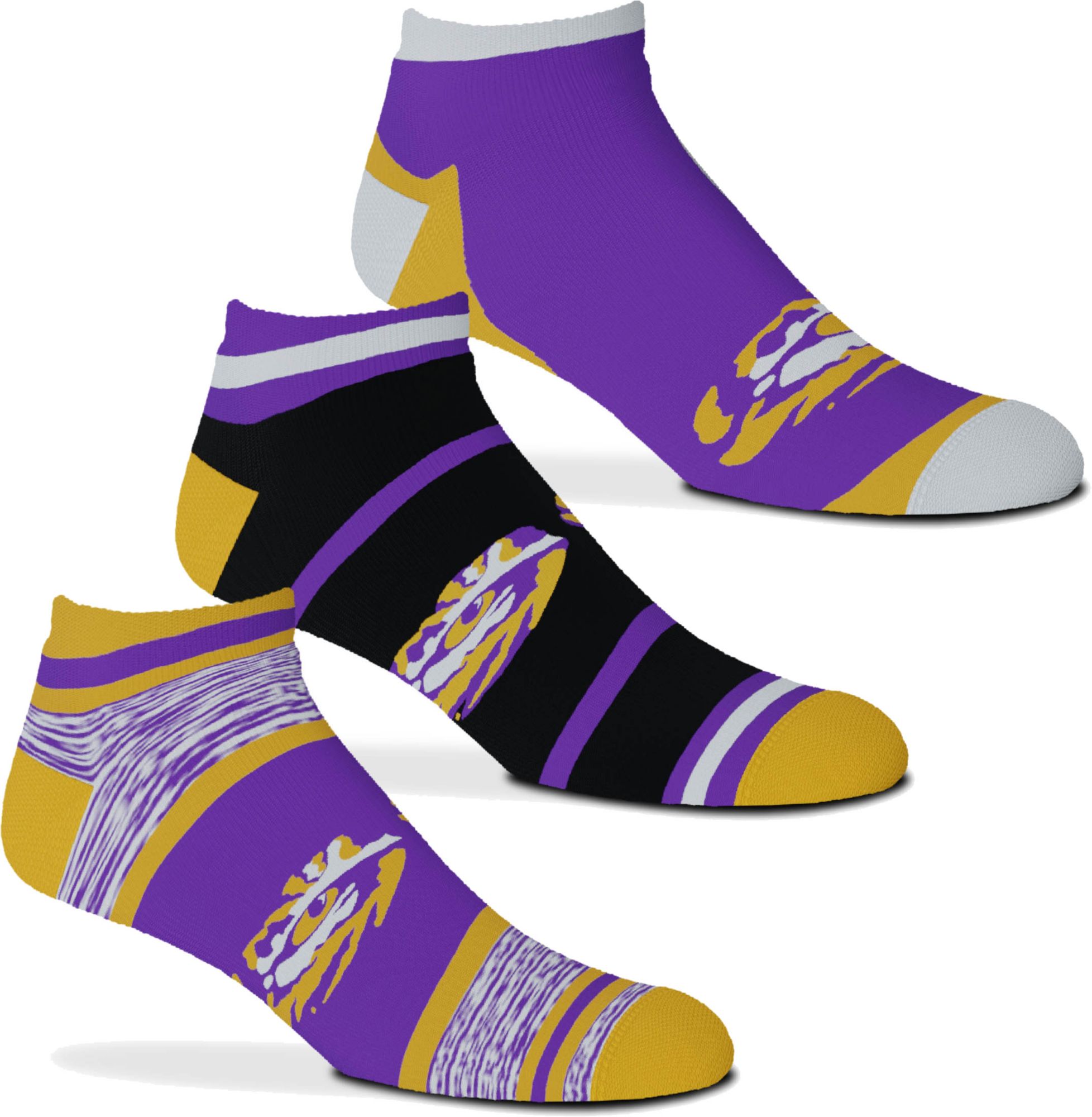For Bare Feet LSU Tigers 3 Pack Socks product image