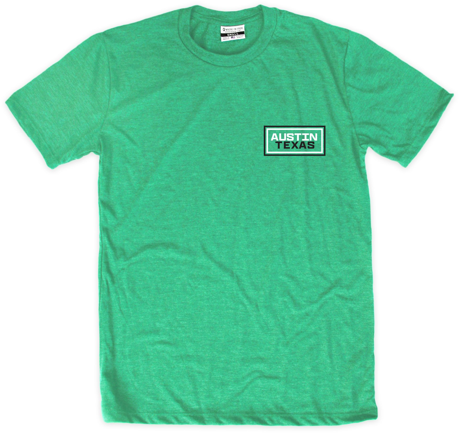 Where I'm From Adult Austin Green Script T-Shirt product image