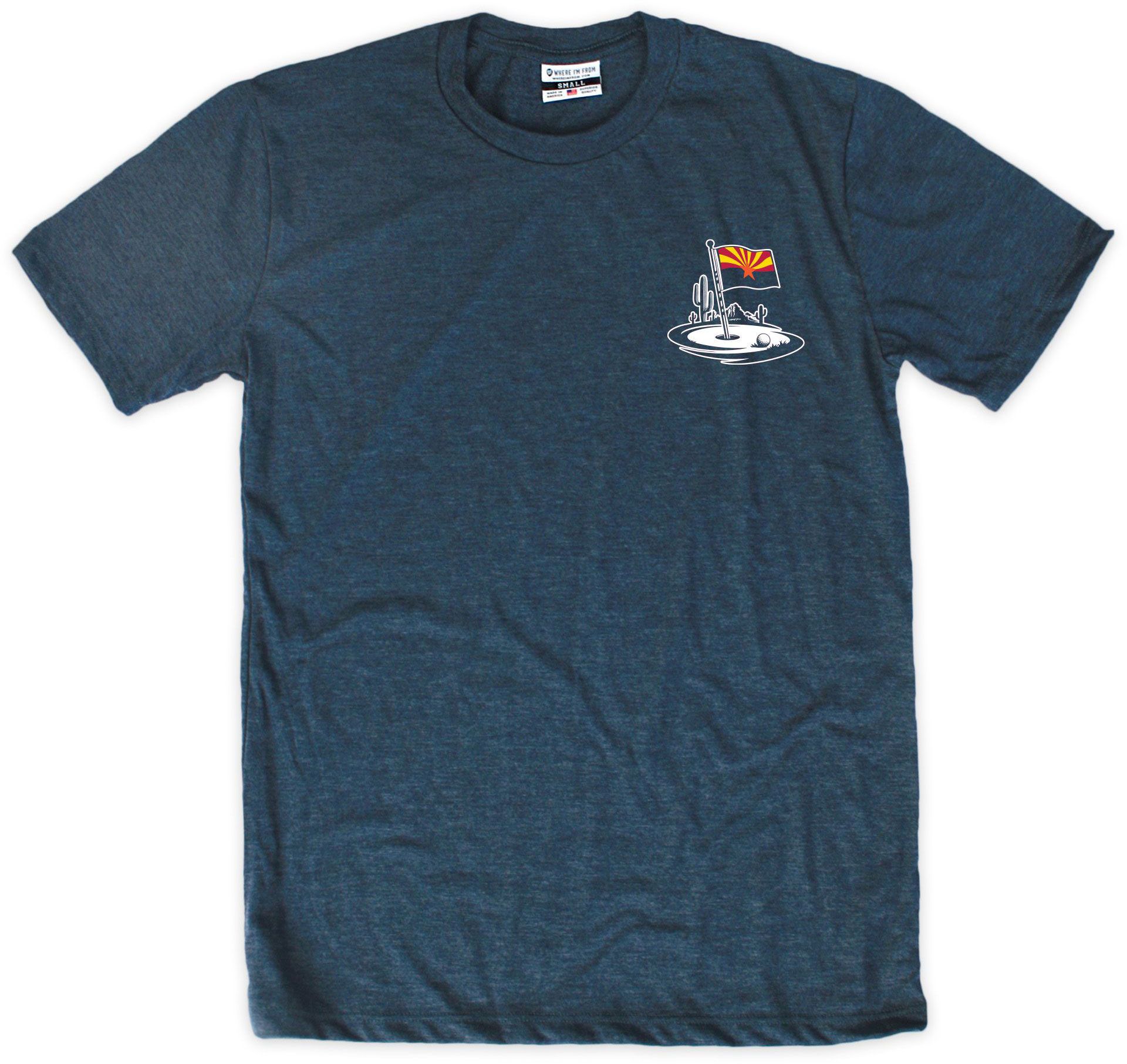 Where I'm From Adult Arizona Navy Flag 2 Hit Golf T-Shirt product image