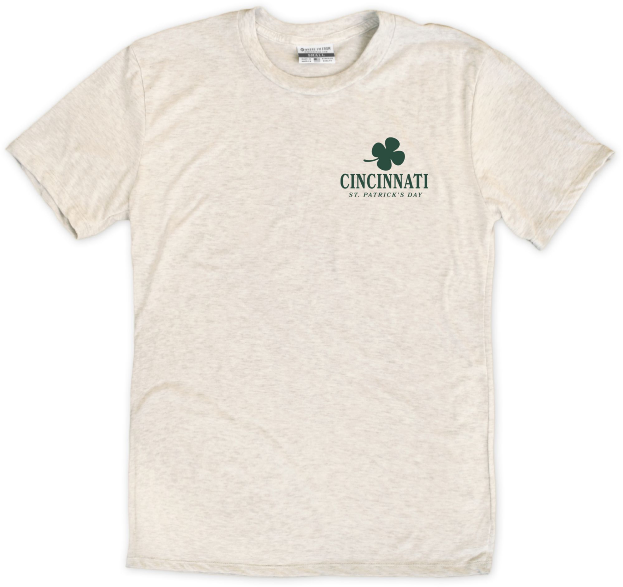 Where I'm From Adult Cincinnati St. Patrick's Day Oatmeal City 2 Hit T-Shirt product image