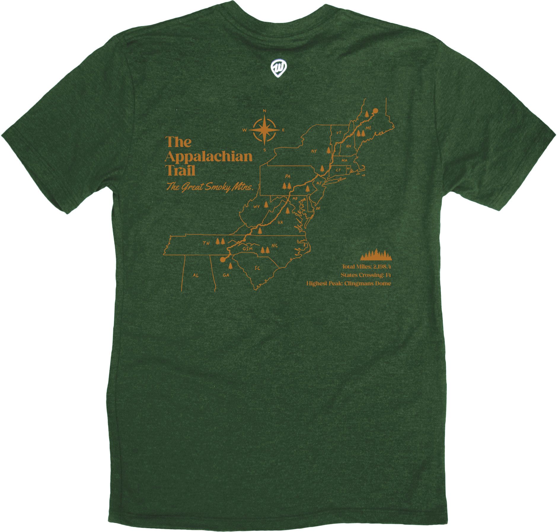 Where I'm From Adult Great Smoky Mountains App Trail Green T-Shirt product image