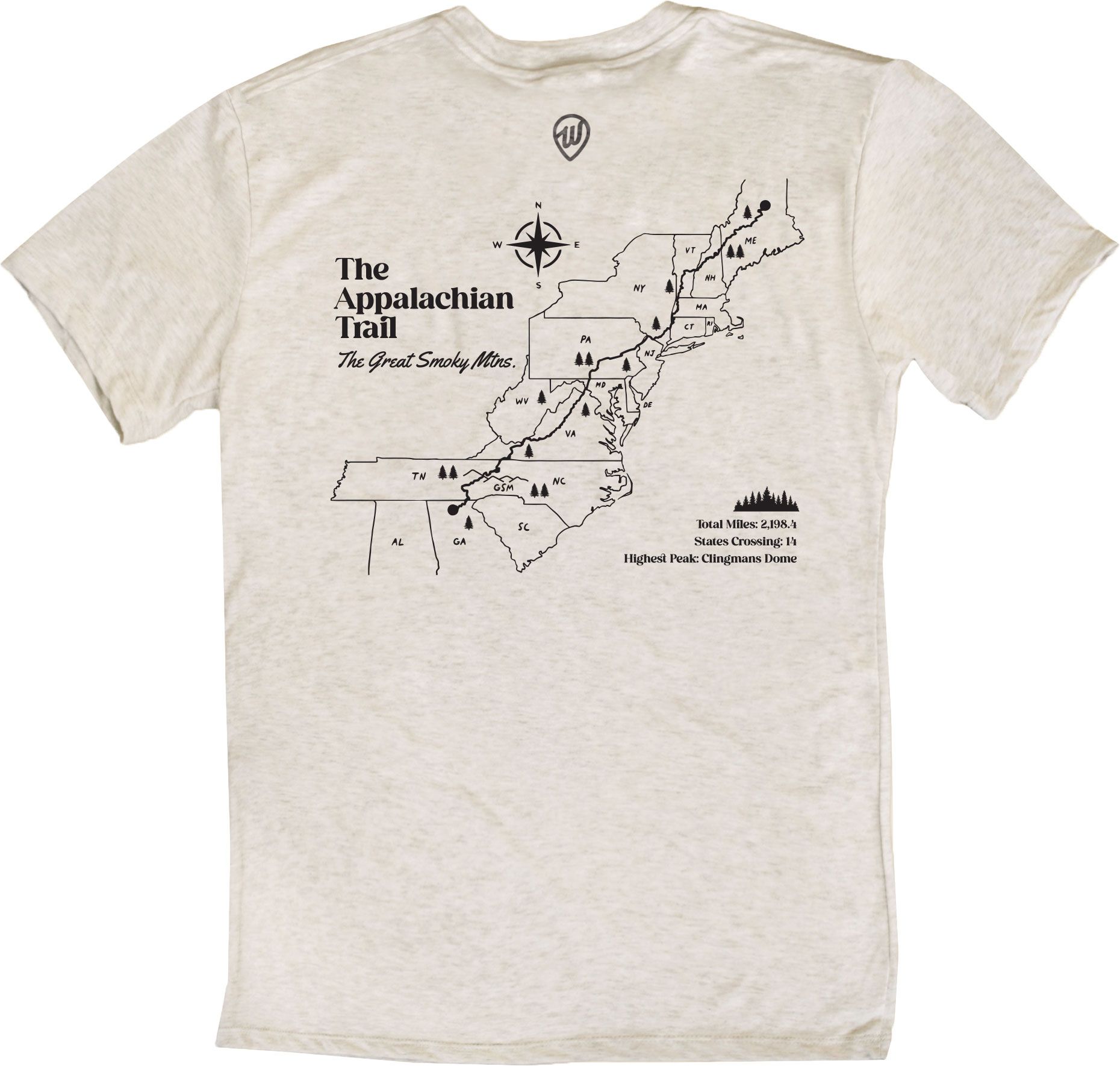 Where I'm From Adult Great Smoky Mountains App Trail Cream T-Shirt product image