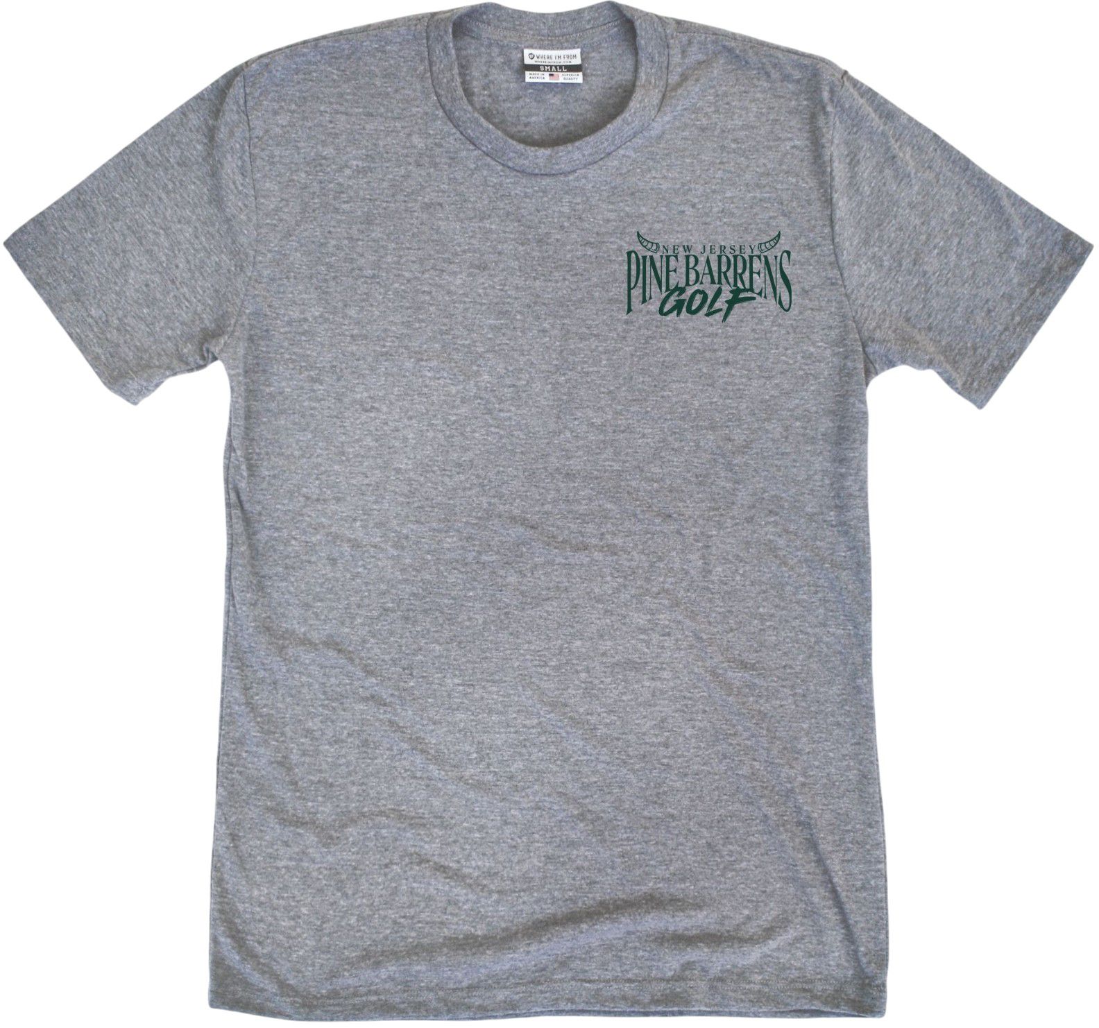 Where I'm From Adult New Jersey Gray Pine Golf T-Shirt product image