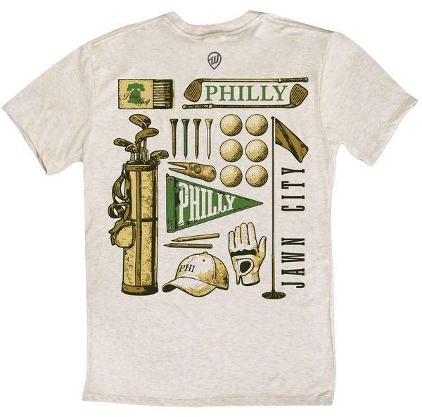 Where I'm From Adult Philadelphia Oatmeal Golf Icons T-Shirt product image