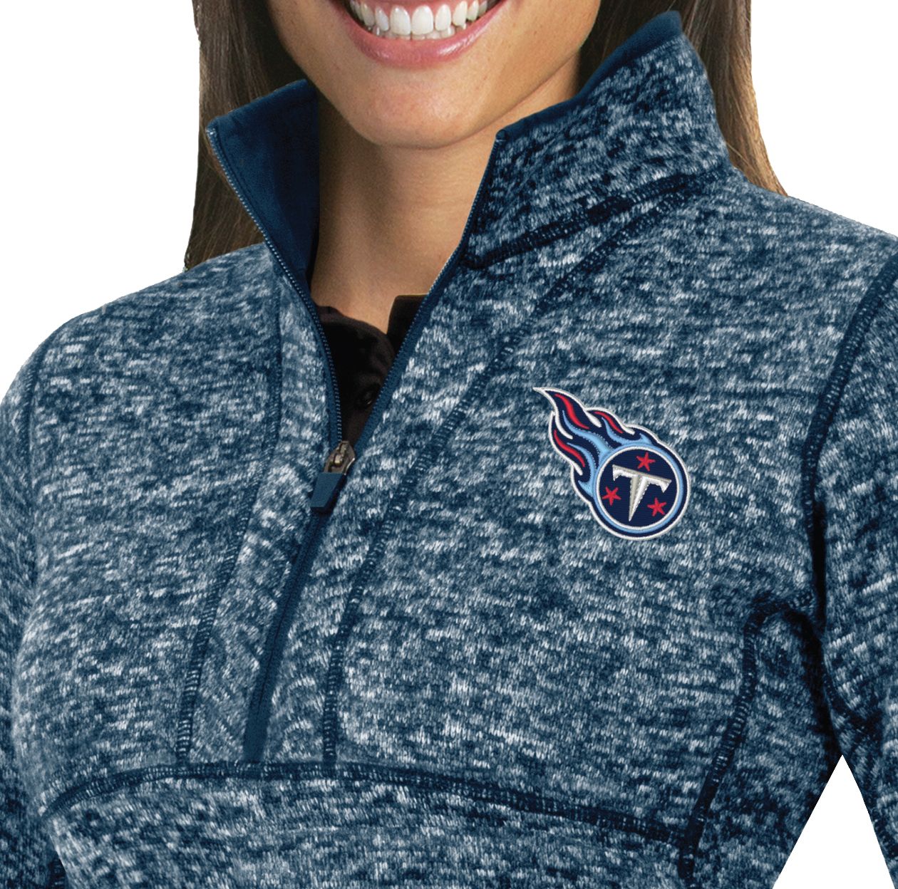 Antigua Women's Tennessee Titans Fortune Navy Pullover Jacket