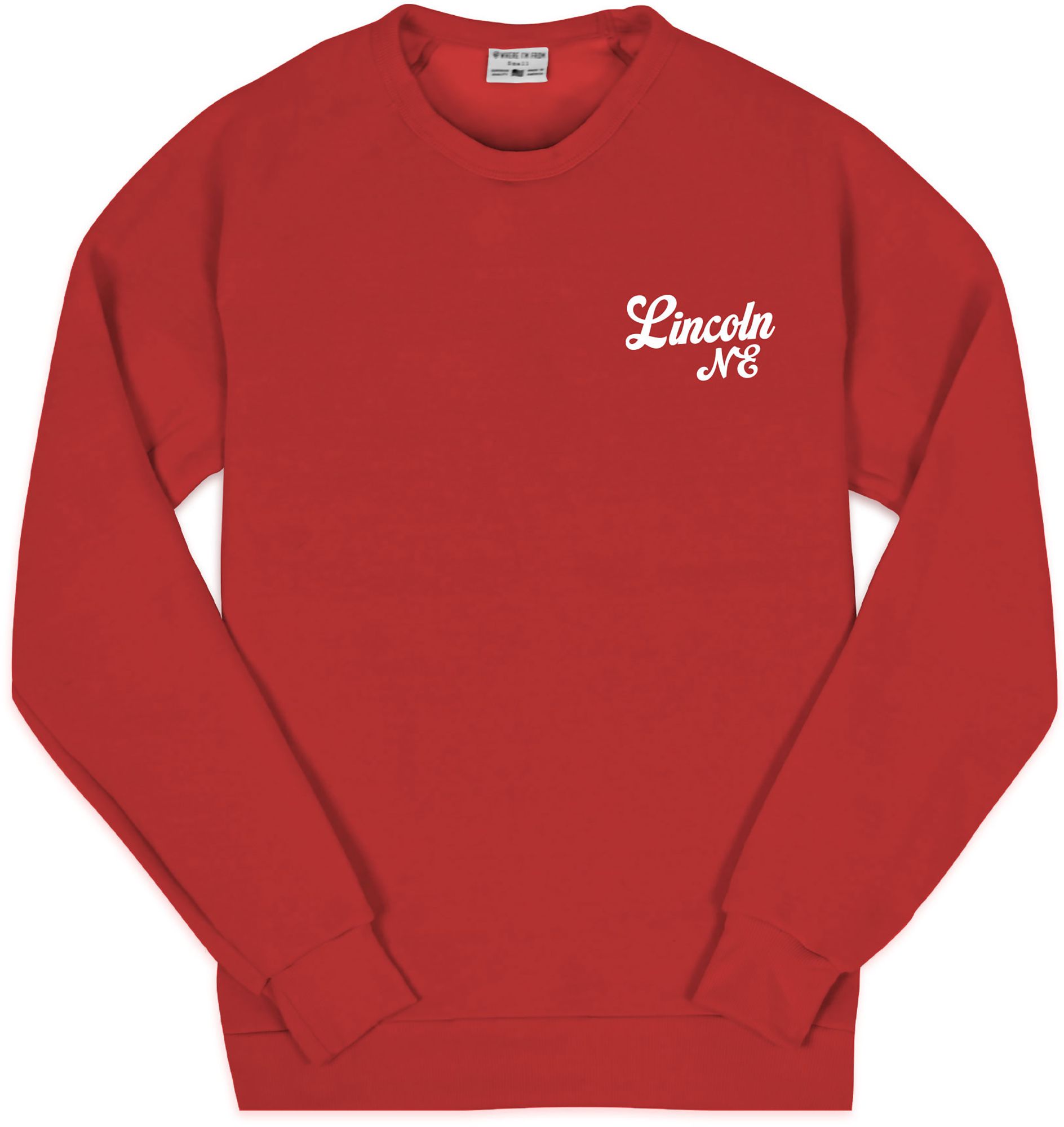 Where I'm From Adult Lincoln Red College Map 2-Hit Crewneck Sweatshirt product image