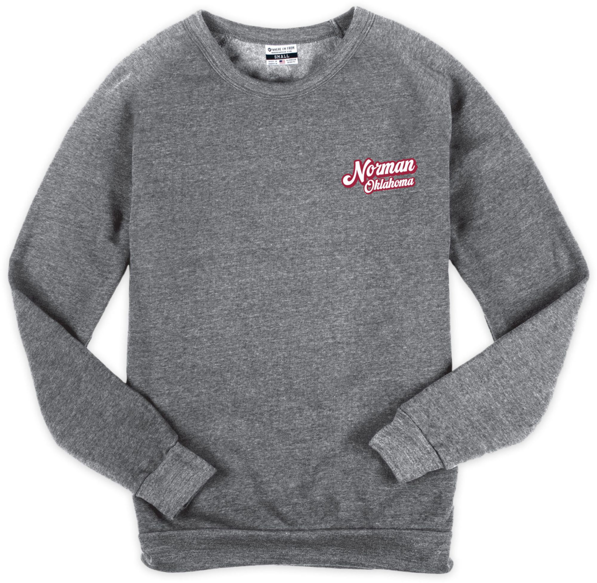 Where I'm From Adult Norman Gray College Map 2-Hit Crewneck Sweatshirt product image