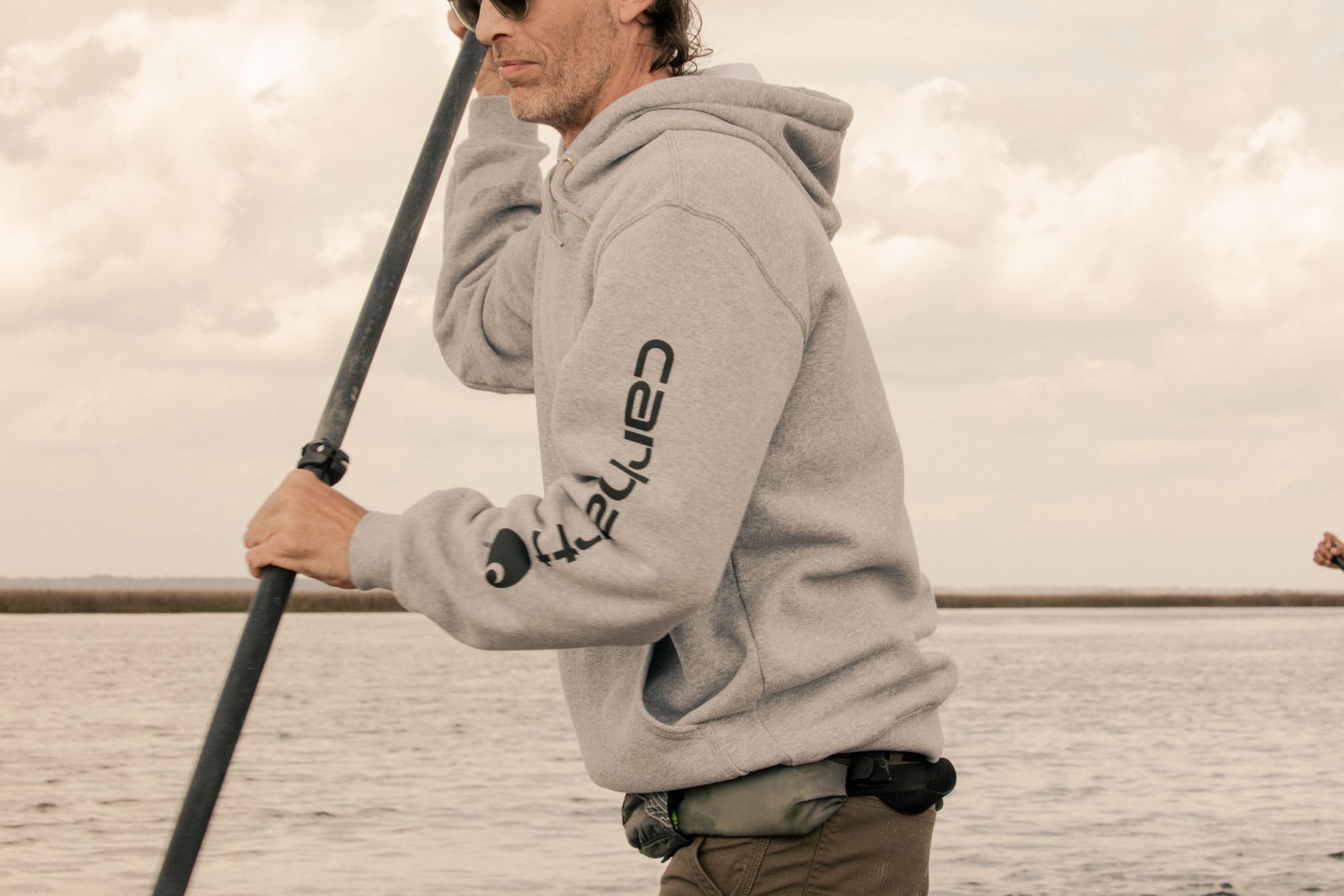 Carhartt Men's Midweight Signature Sleeve Logo Hooded Sweatshirt product image