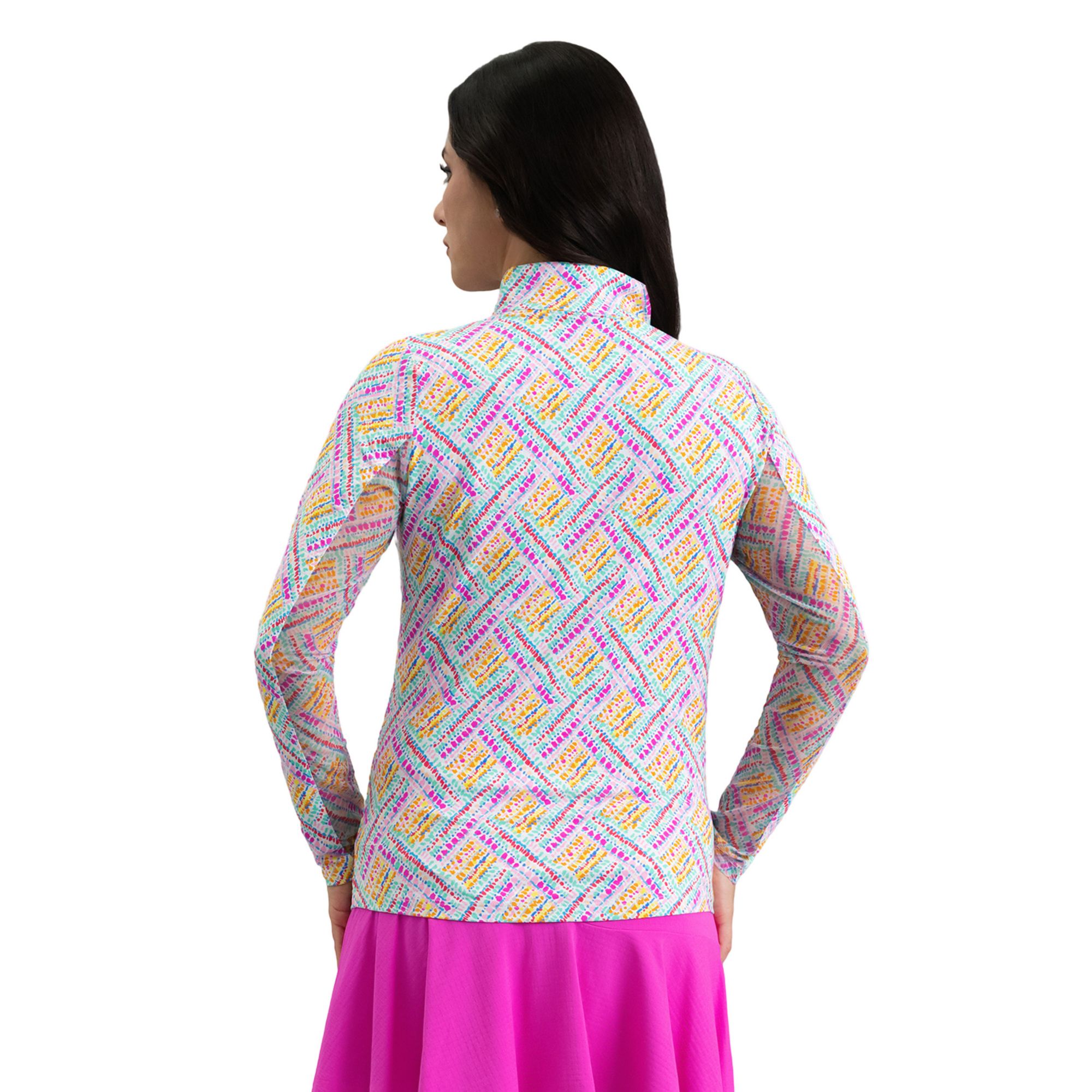 IBKUL Women's Nina Print Mock Neck ¼ Zip Long Sleeve Golf Shirt product image