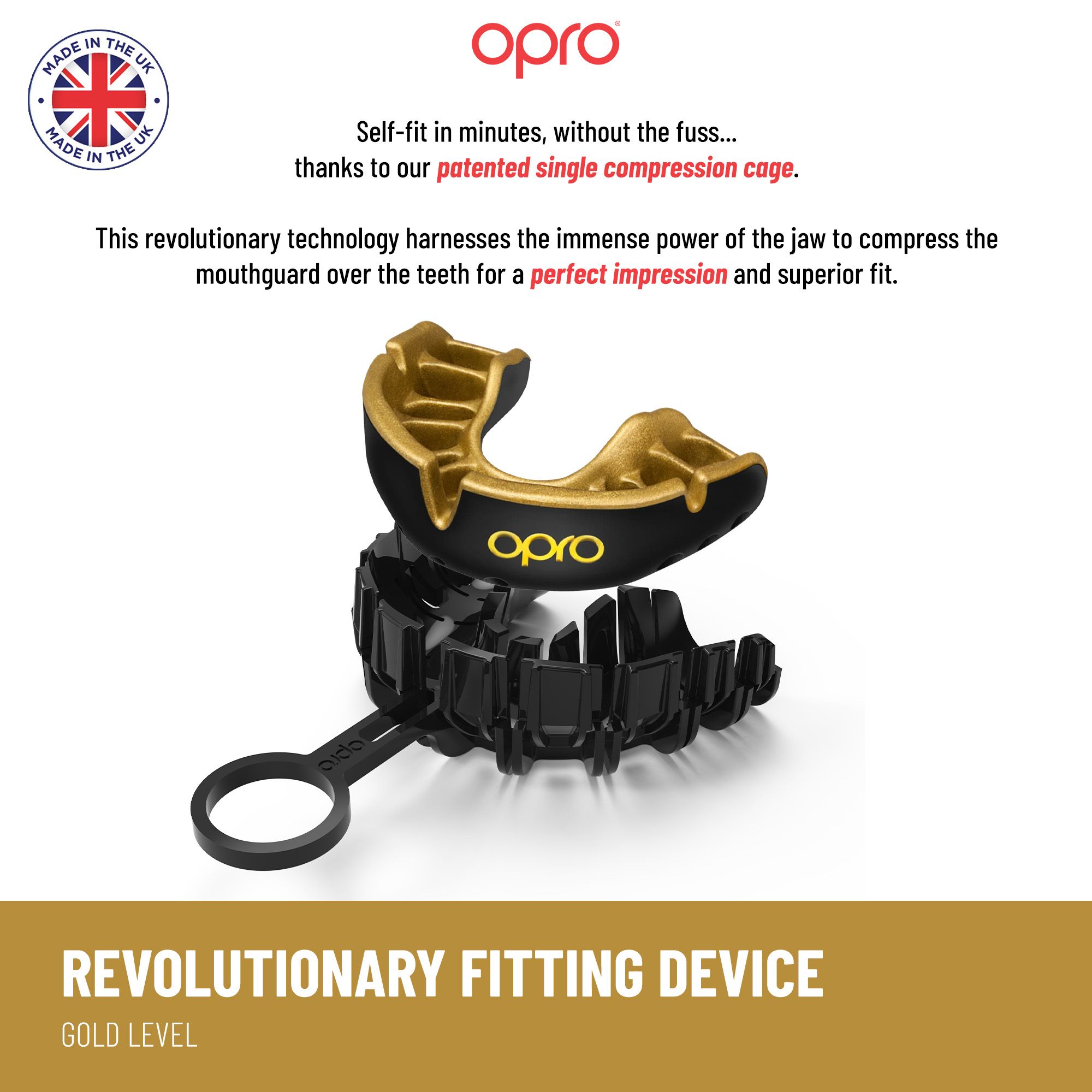 OPRO Adult Self-Fit Gold Mouth guard product image