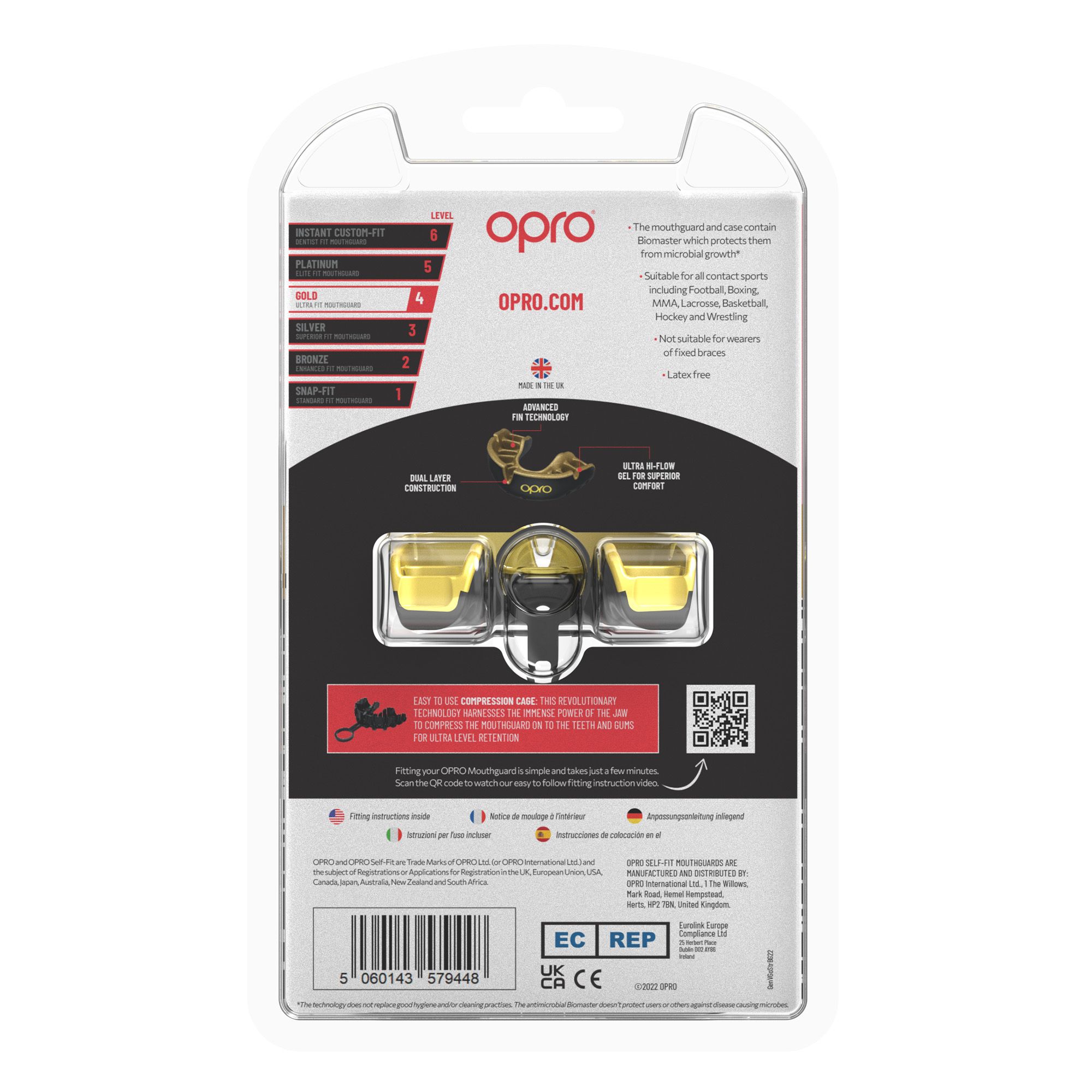 OPRO Adult Self-Fit Gold Mouth guard product image