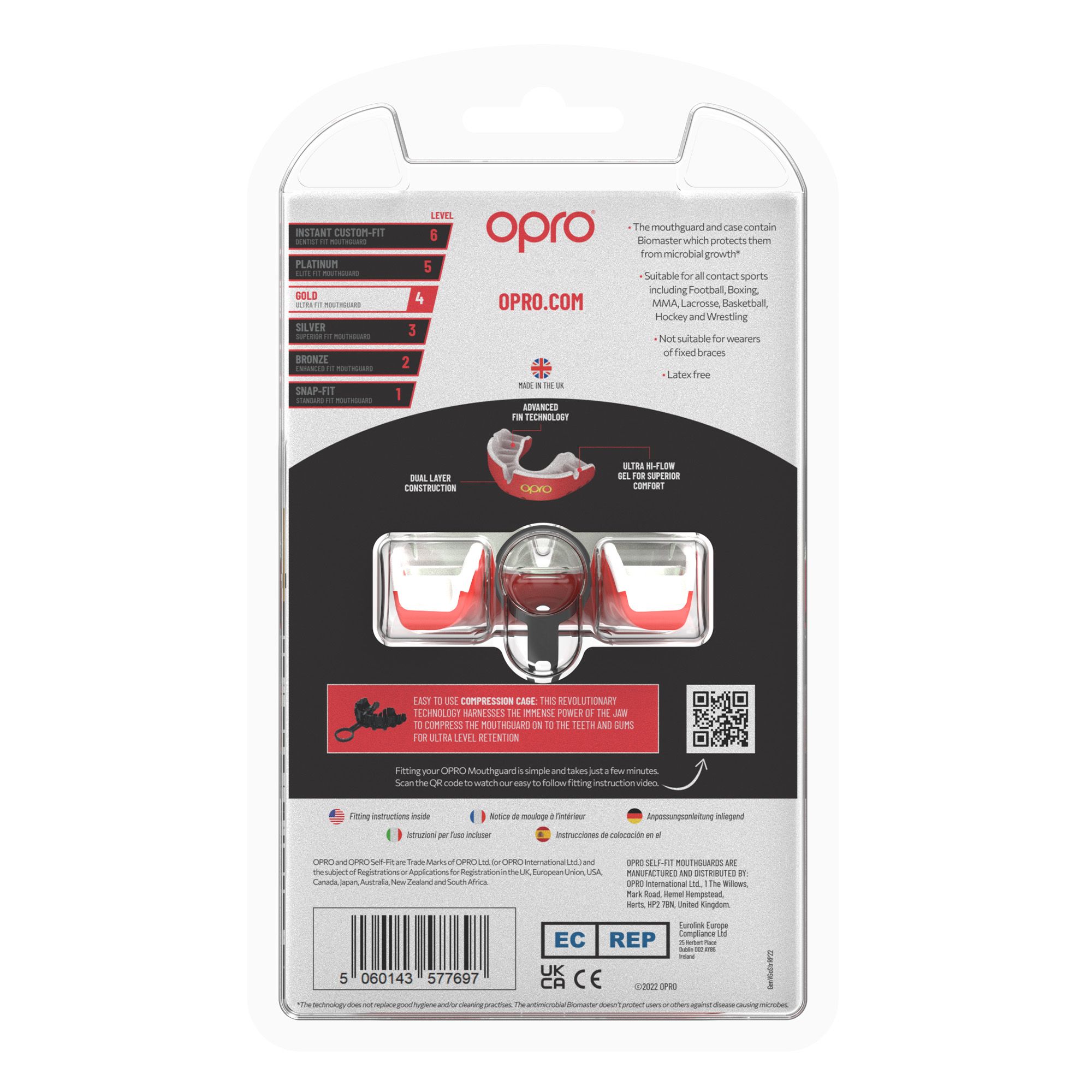 OPRO Adult Self-Fit Gold Mouth guard product image