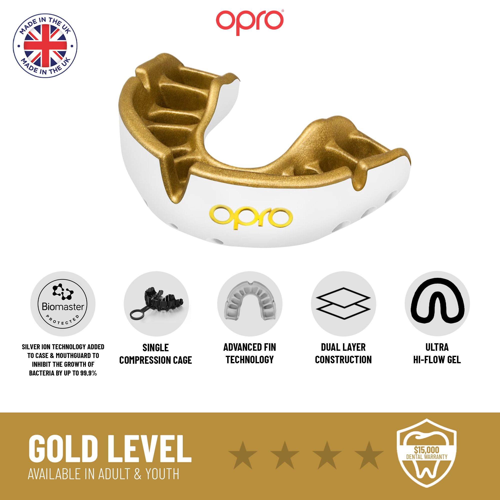 OPRO Adult Self-Fit Gold Mouth guard product image