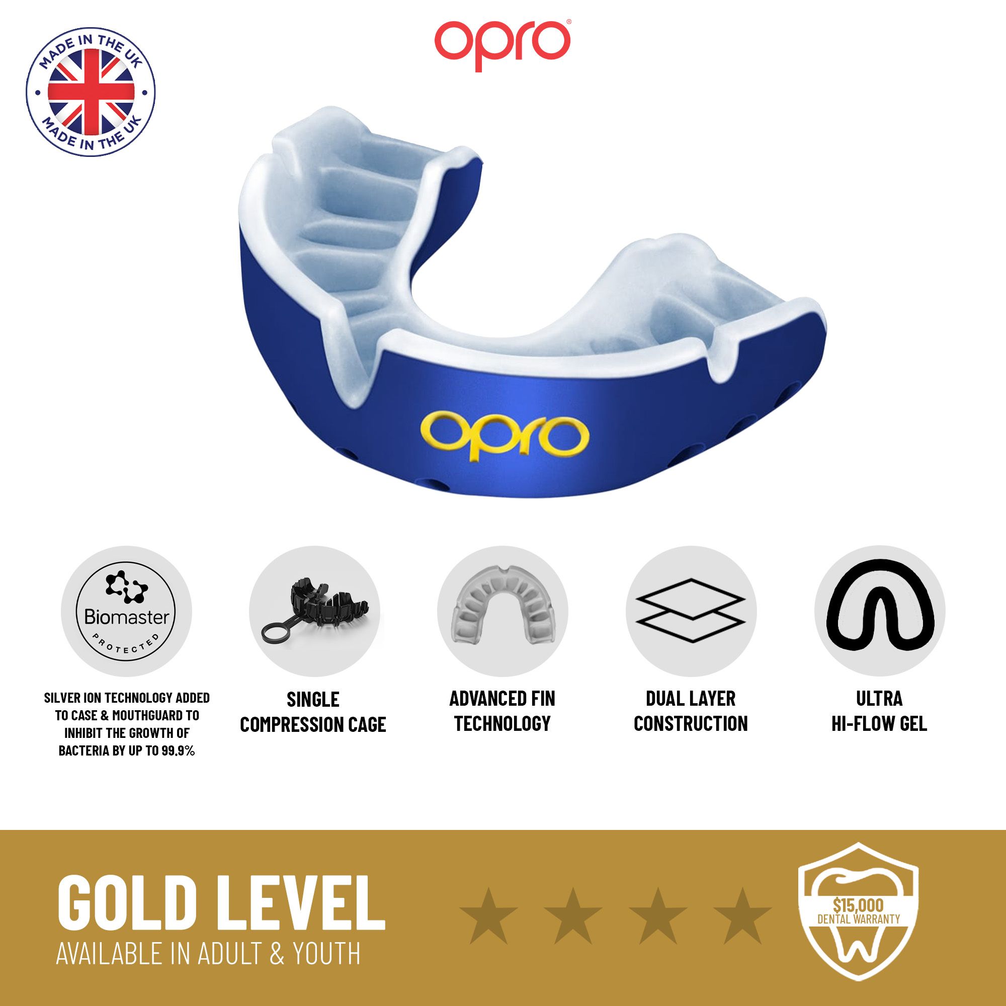 OPRO Youth Self-Fit Gold Mouth guard product image