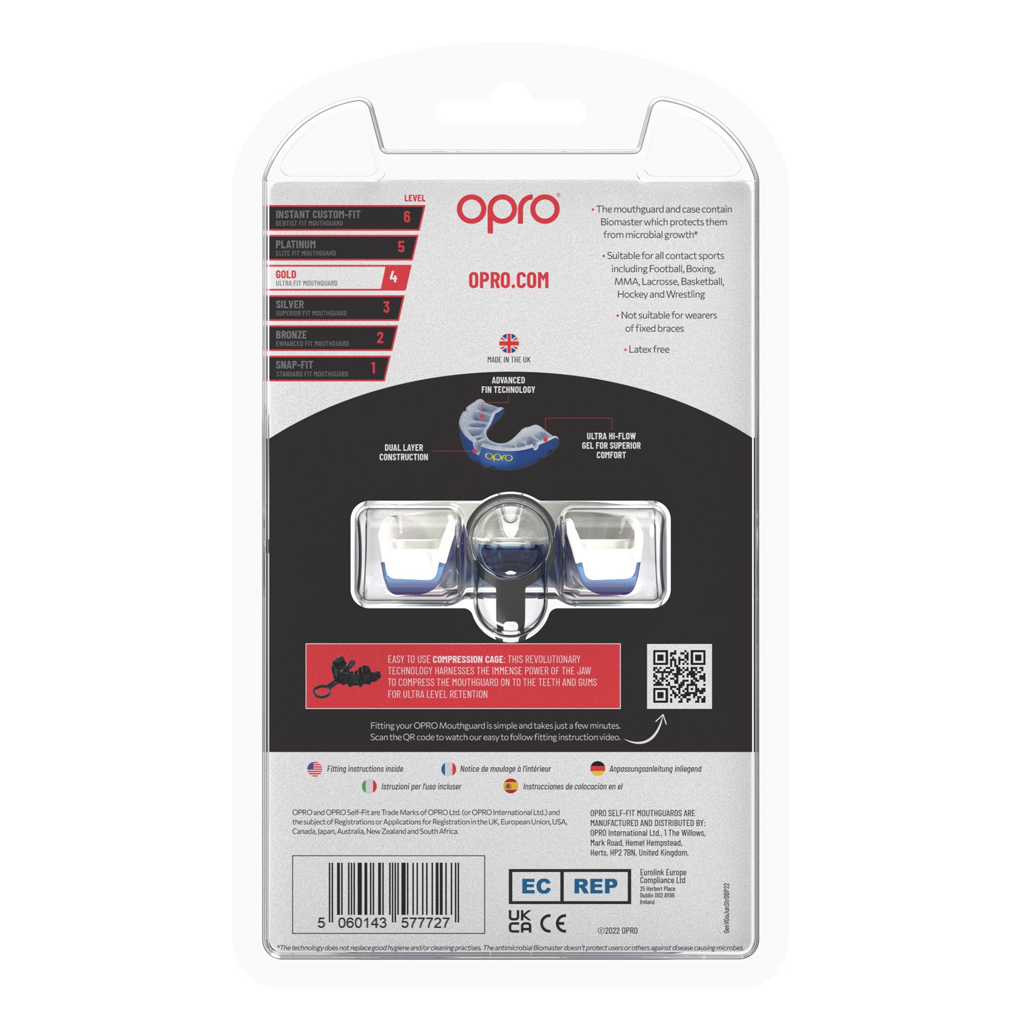 OPRO Youth Self-Fit Gold Mouth guard product image