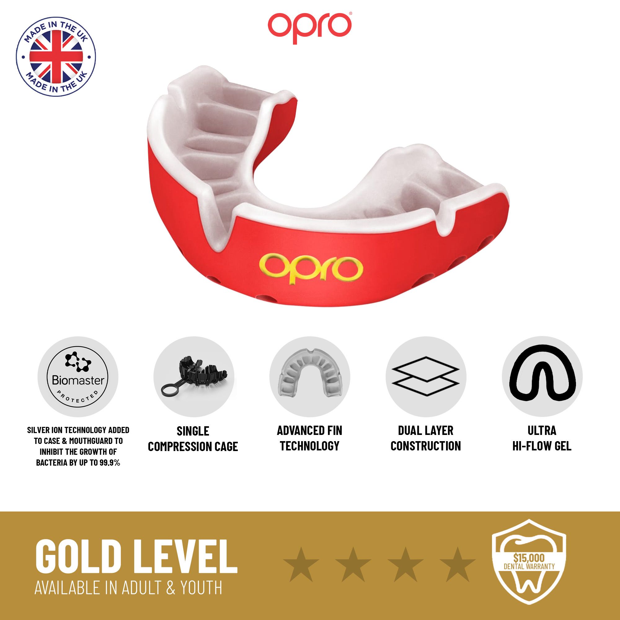 OPRO Youth Self-Fit Gold Mouth guard product image