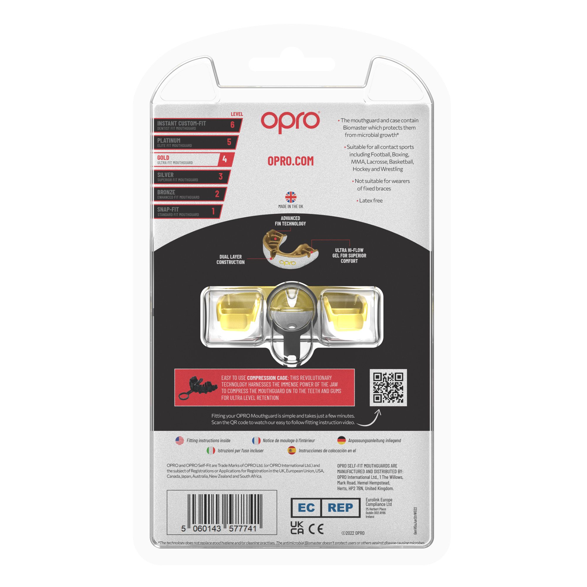 OPRO Youth Self-Fit Gold Mouth guard product image