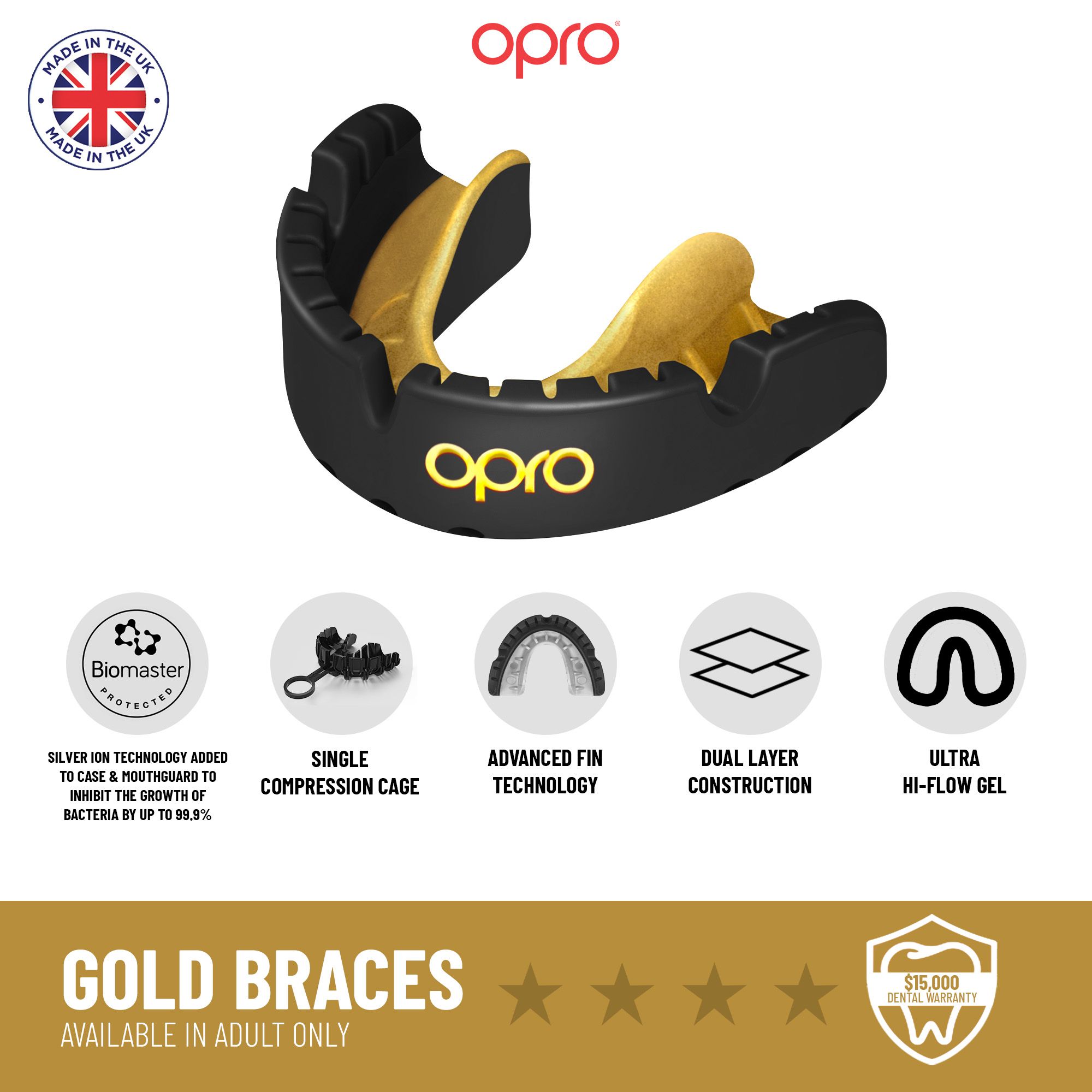 OPRO Self-Fit Gold Braces Mouth guard product image