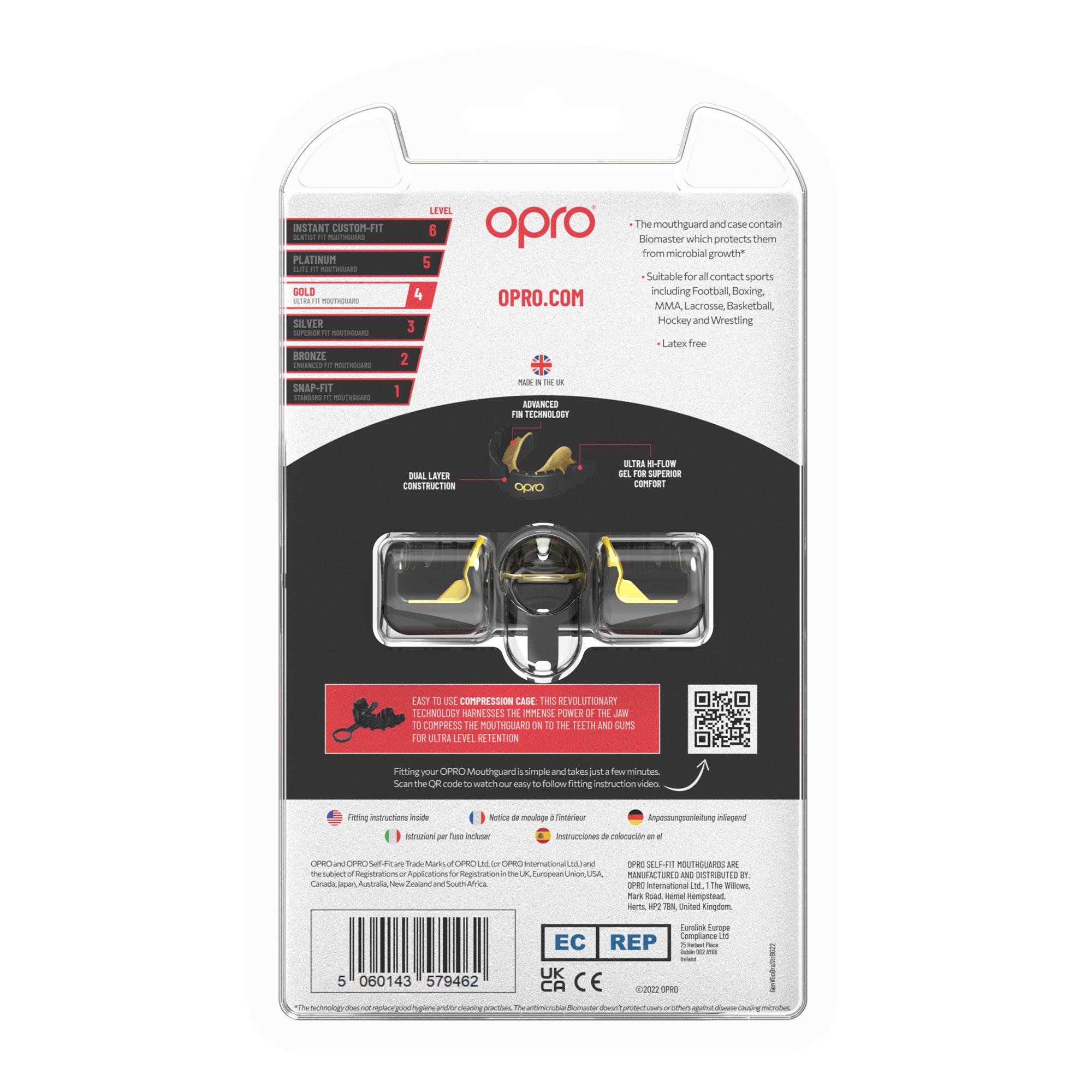 OPRO Self-Fit Gold Braces Mouth guard product image