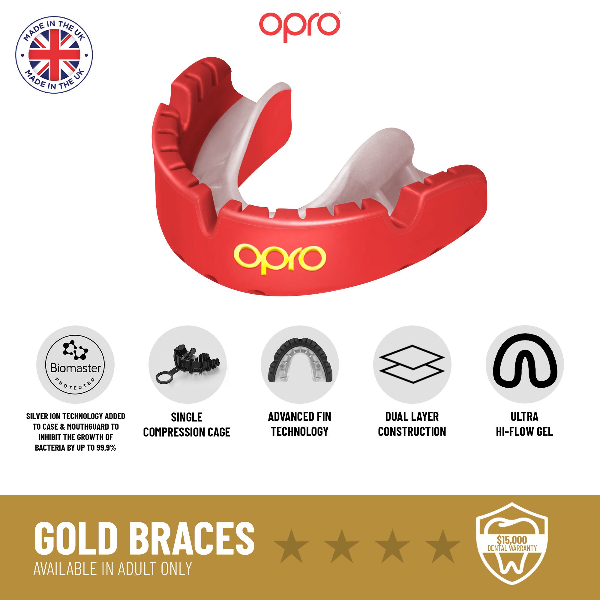 OPRO Self-Fit Gold Braces Mouth guard product image
