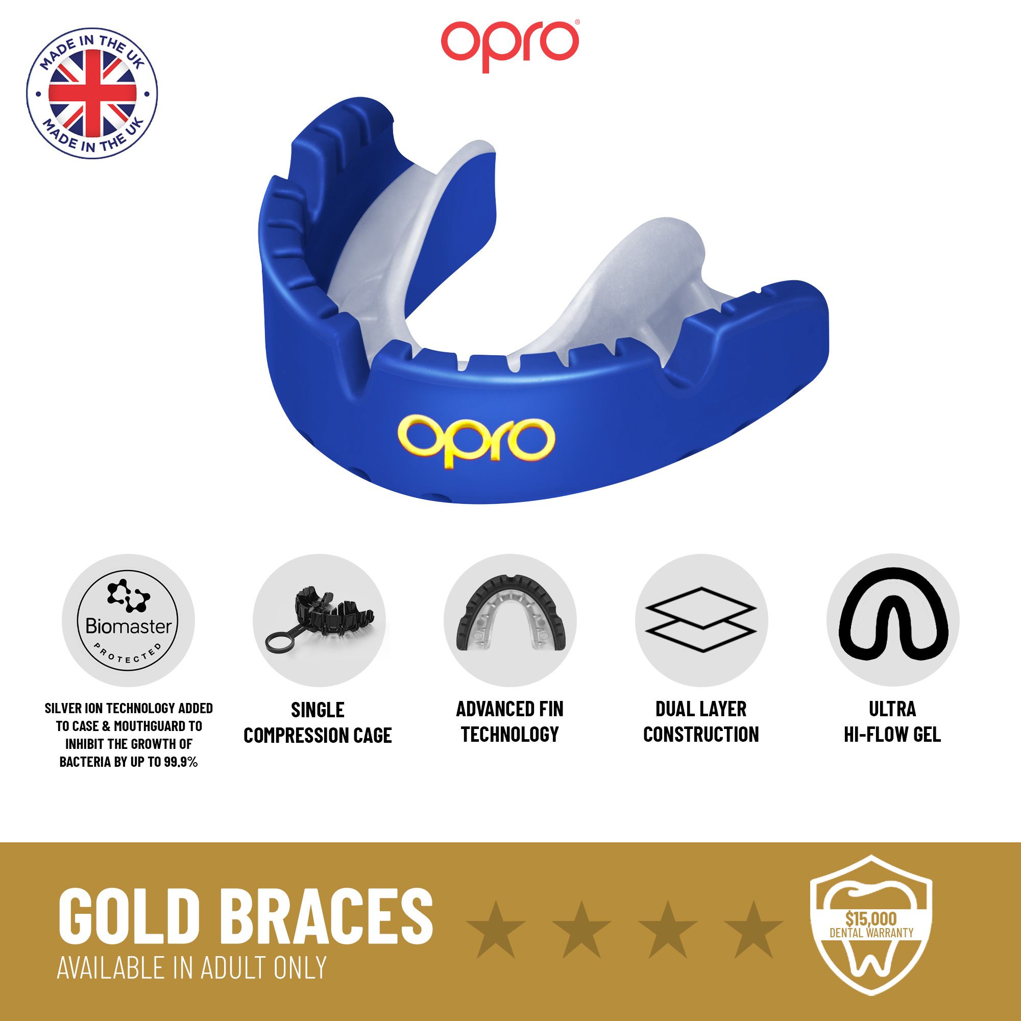 OPRO Self-Fit Gold Braces Mouth guard product image