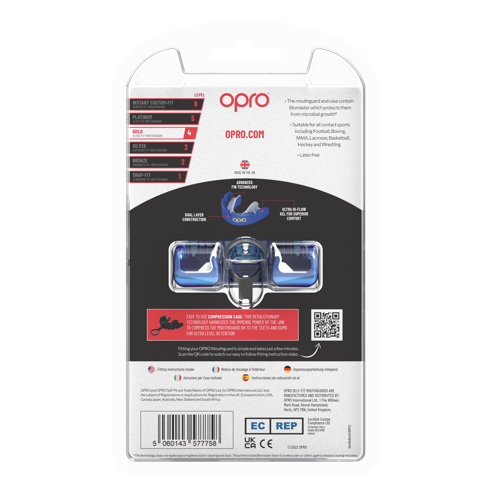 OPRO Self-Fit Gold Braces Mouth guard product image