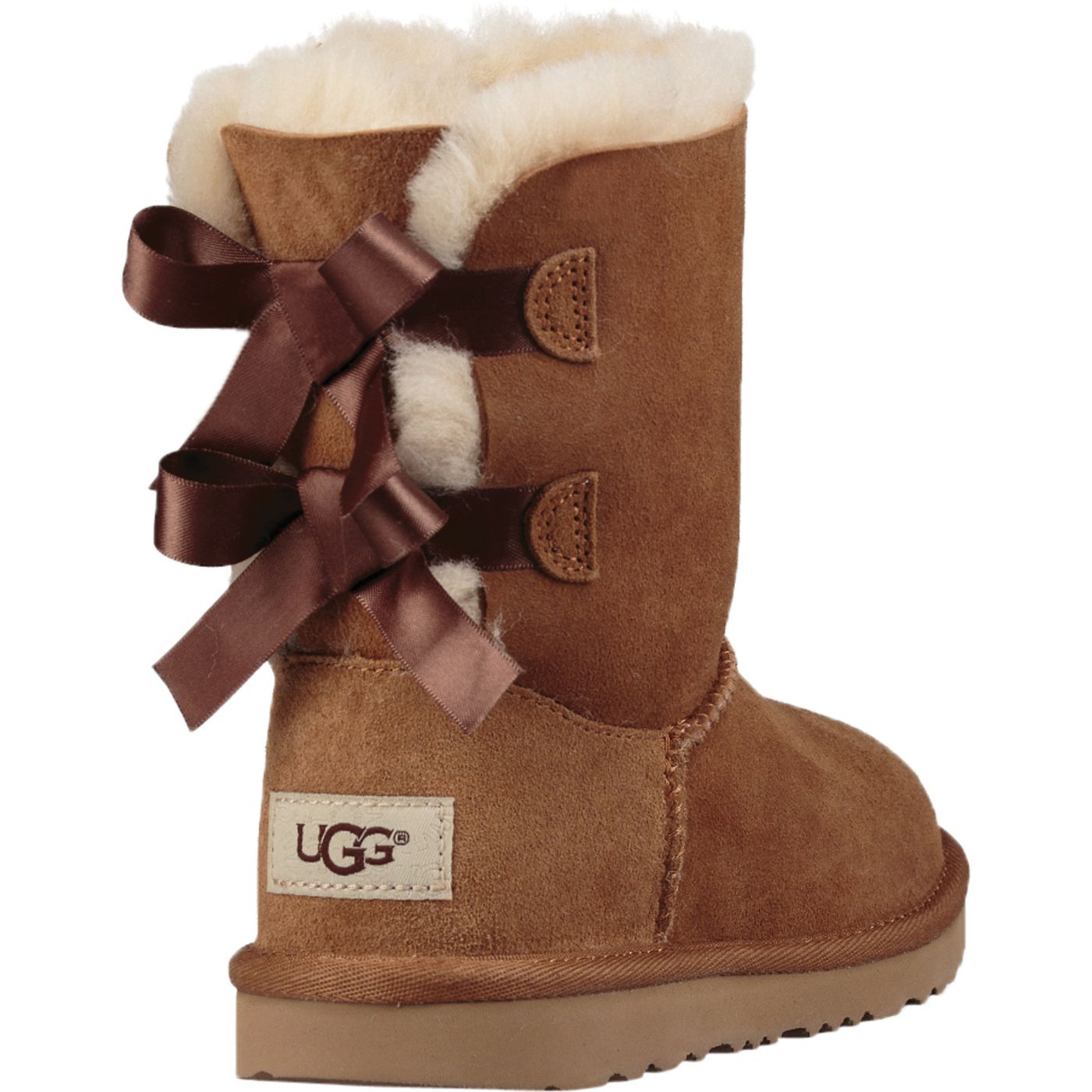 New Big Kids Suede Classic Short II Braided Bow UGG sale Boots, Size 4