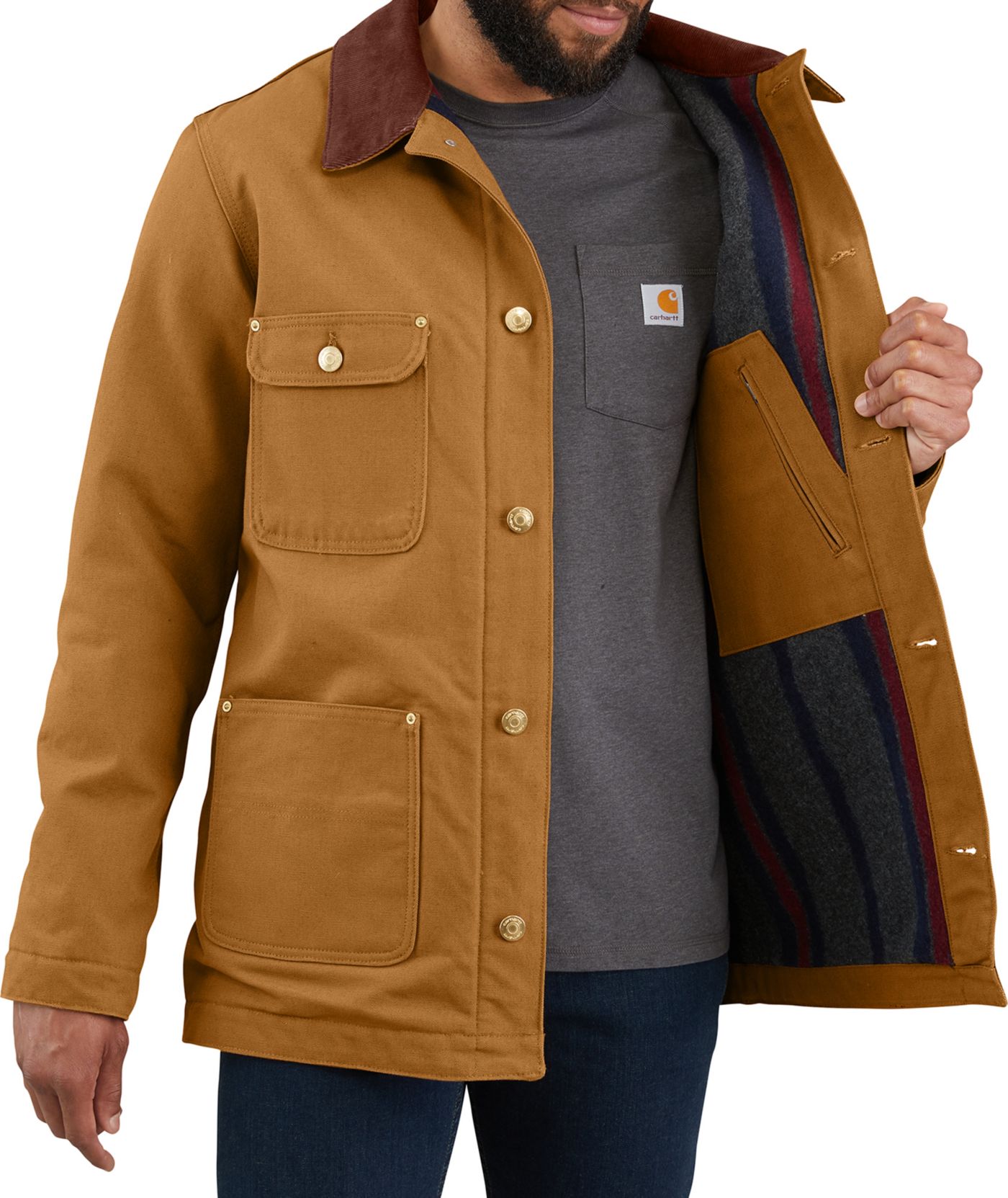 Carhartt hot Chore Coat Blanket Lined Barn Jacket