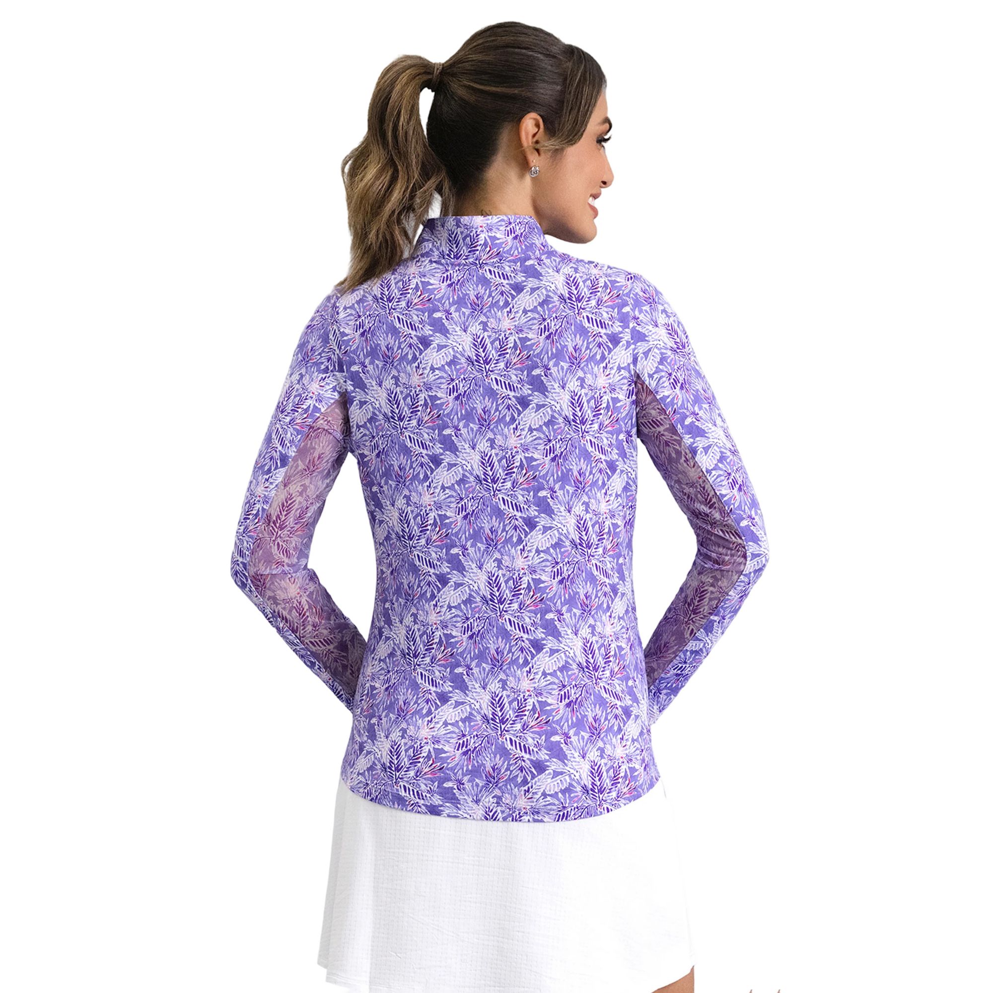 IBKUL Women's Briana Print Long Sleeve Mock Neck Golf Shirt product image