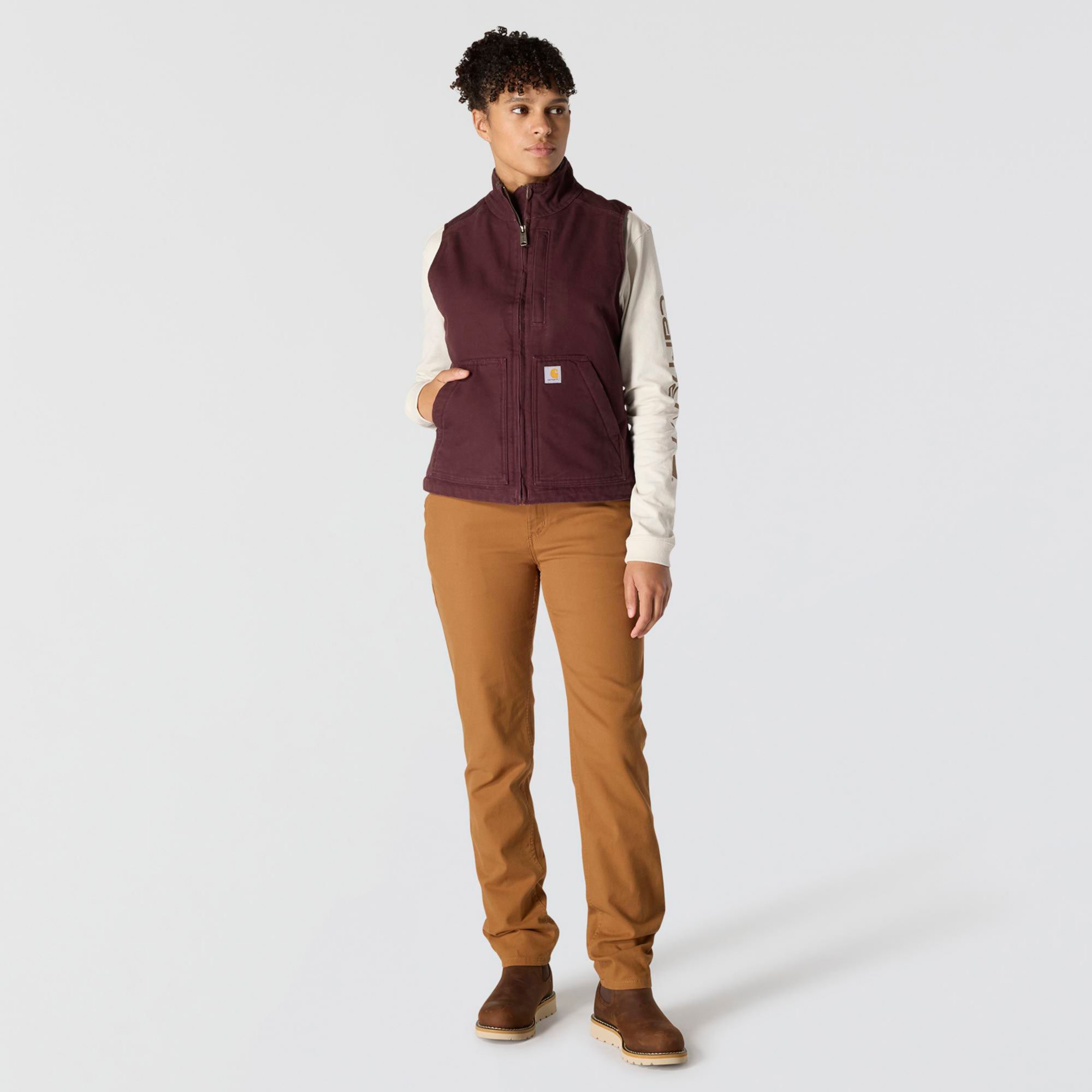 Carhartt Women's Relaxed Fit Washed Duck Sherpa Lined Vest product image