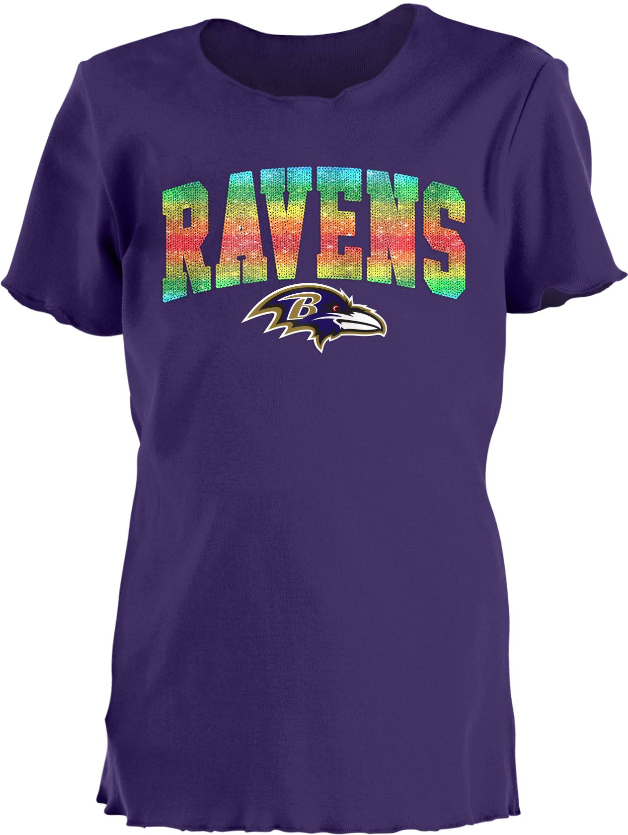 New Era Youth Girls' Baltimore Ravens Purple Flip Sequins T-Shirt product image