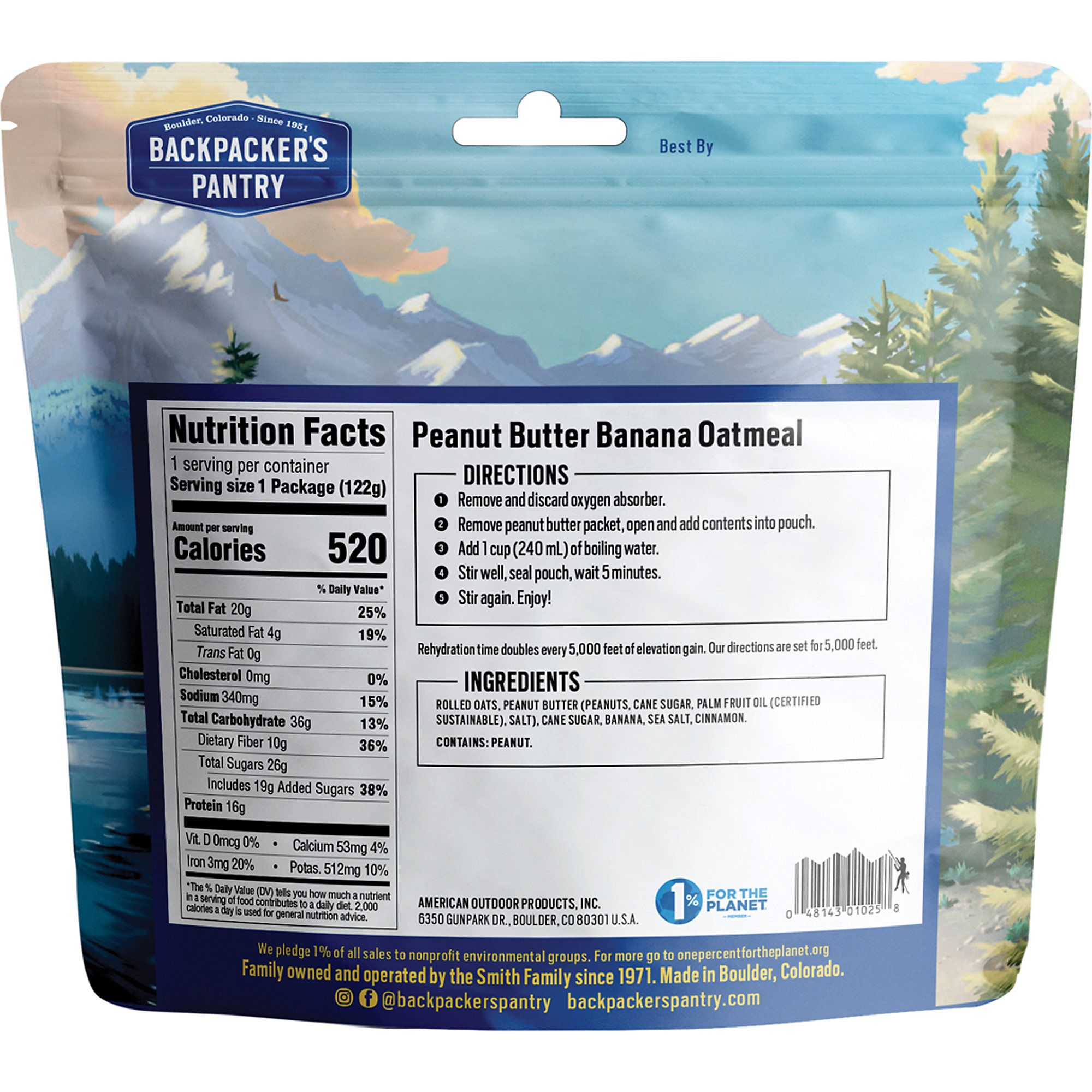 Backpacker's Pantry Peanut Butter and Banana Oatmeal product image